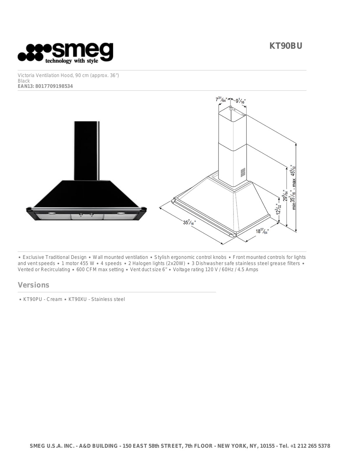 Smeg KT90BU User Manual