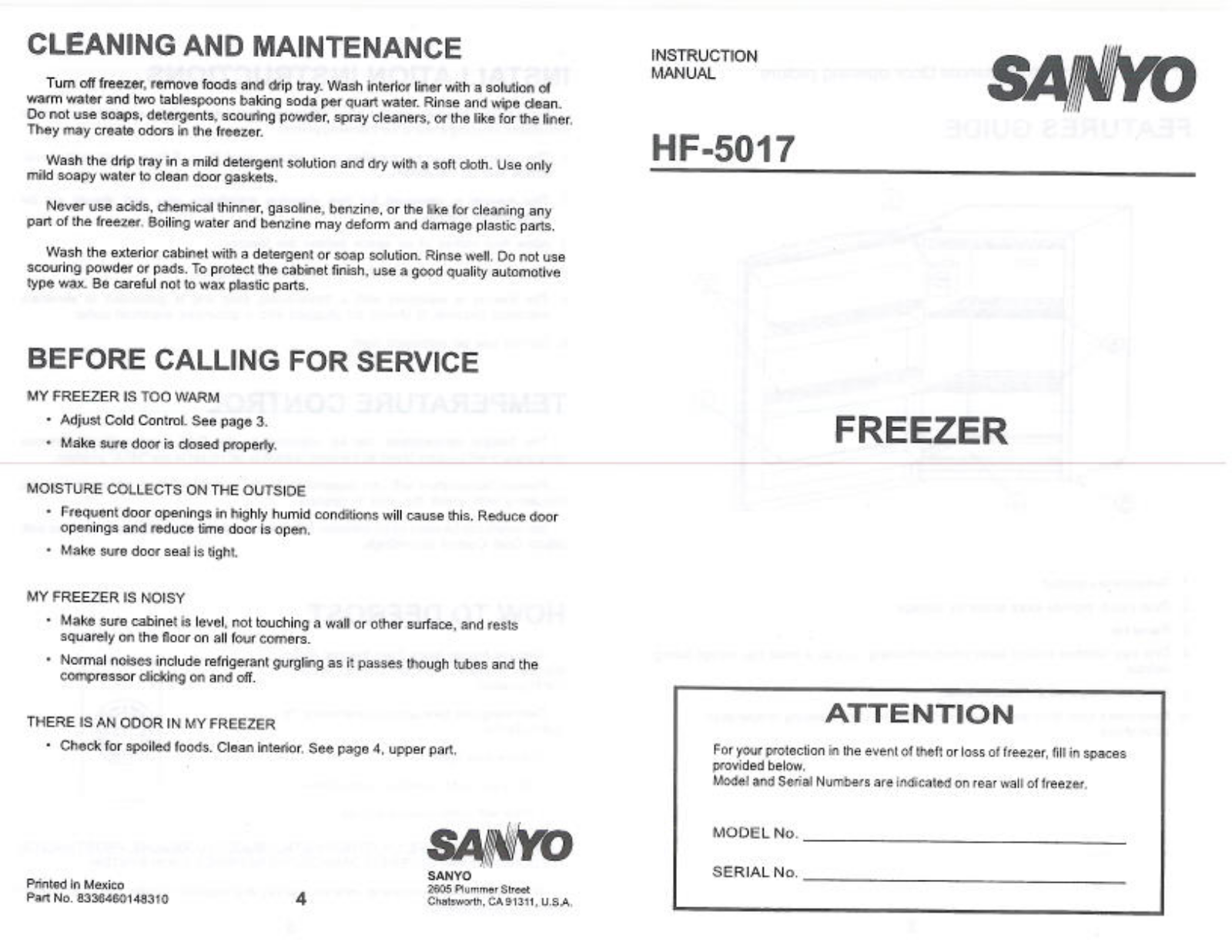 Sanyo HF-5017 User Manual