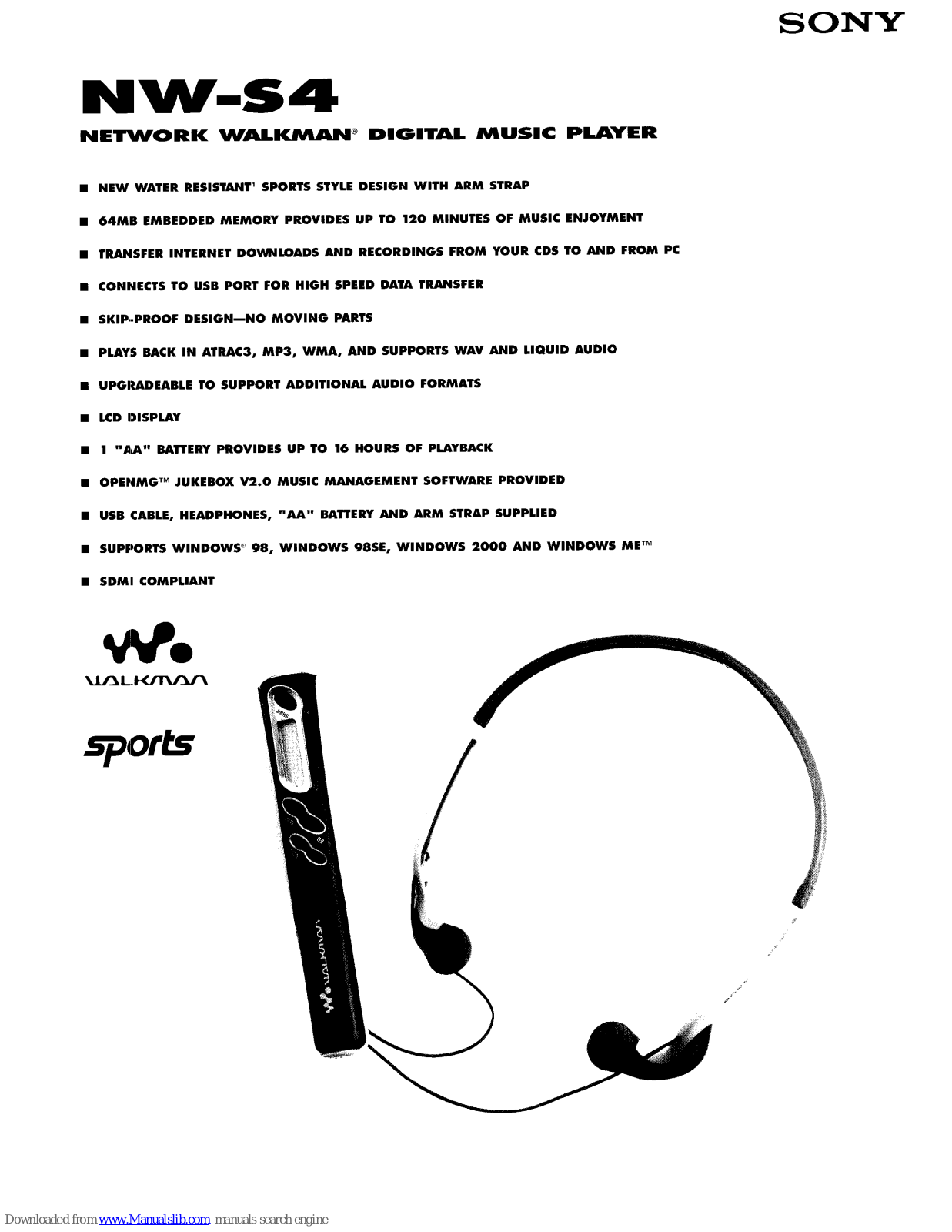 Sony Walkman NW-S4 Specifications - ManualMachine.com