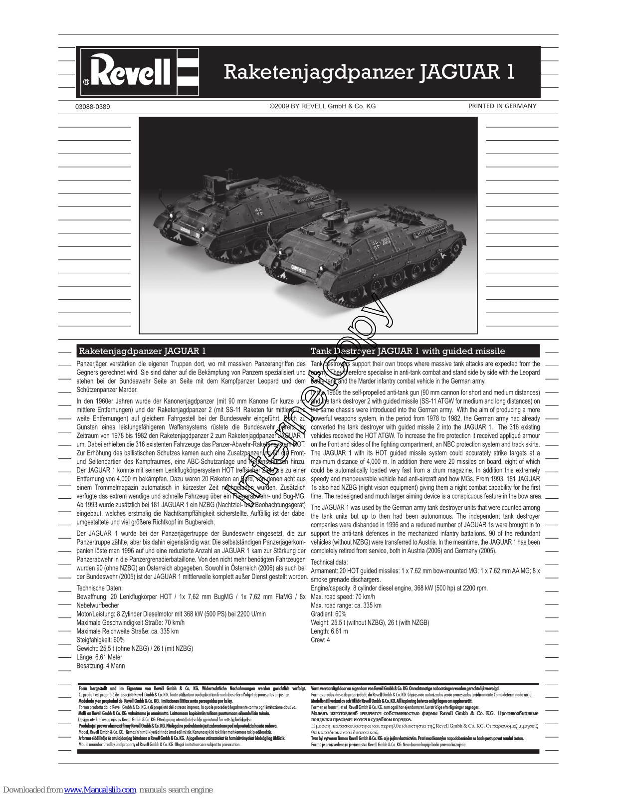 REVELL Jaguar 1 Assembly Manual