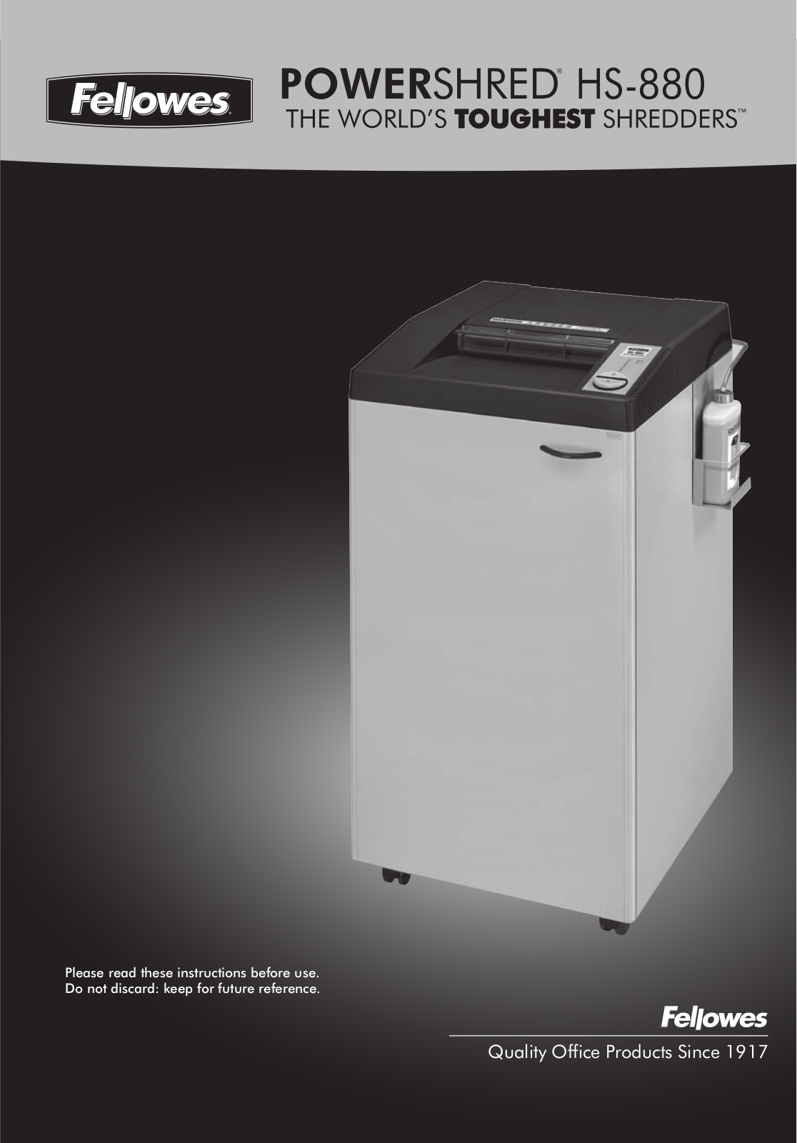 Fellowes HS-880 User Manual