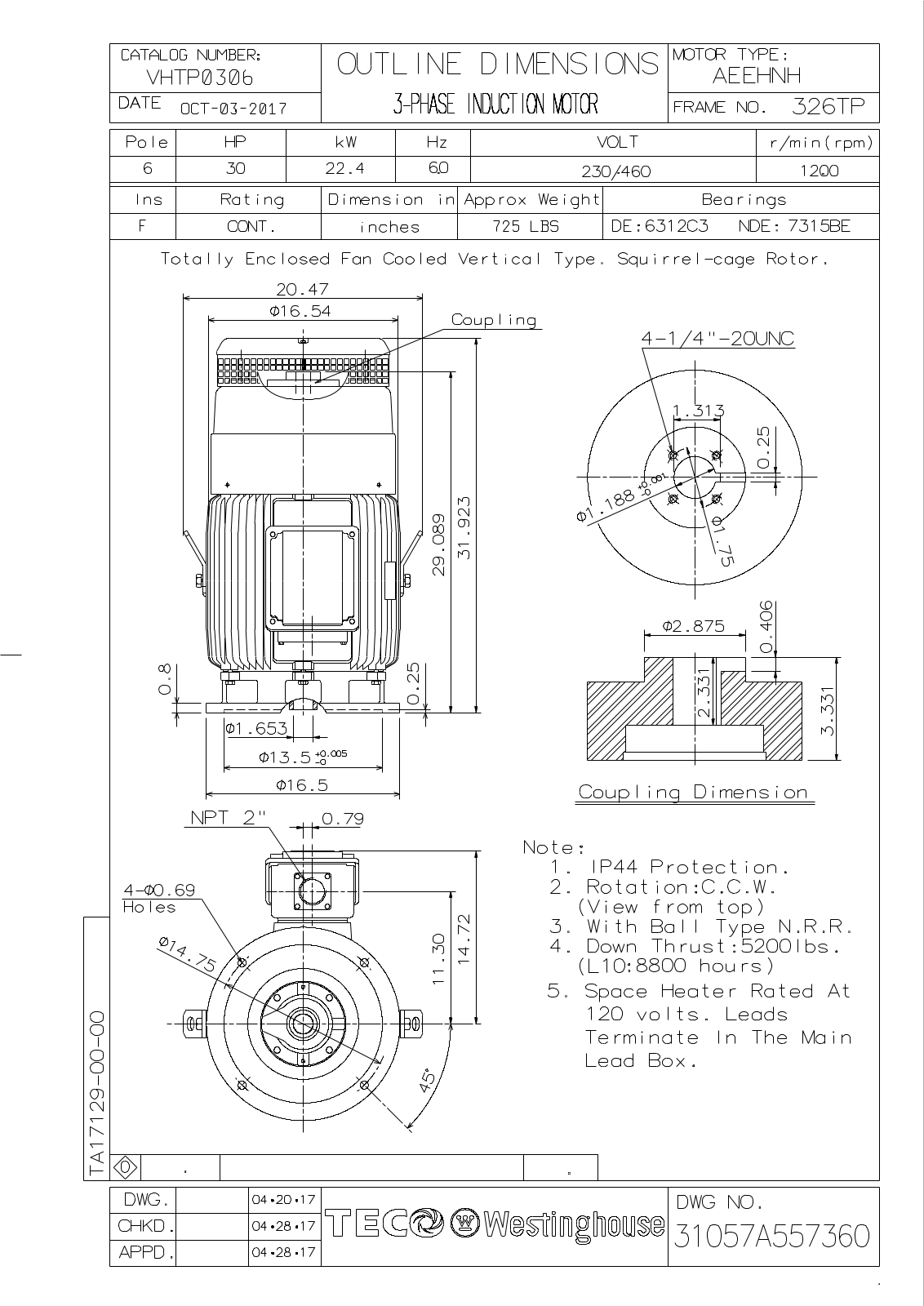 Teco VHTP0306 Reference Drawing