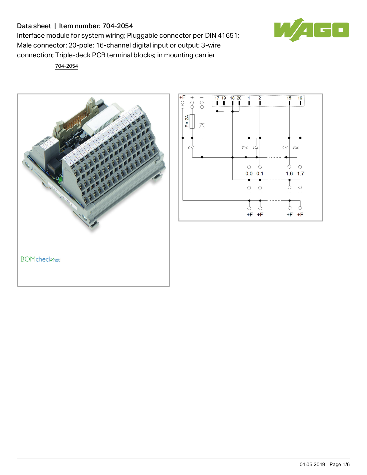 Wago 704-2054 Data Sheet