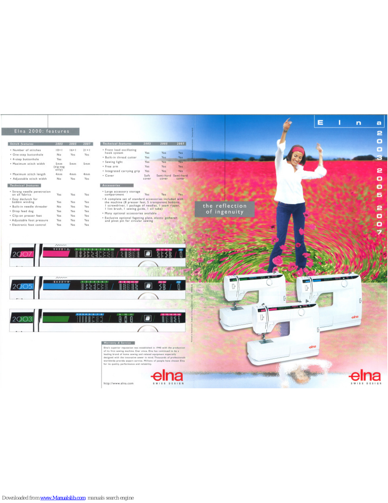 ELNA 2003 - LEAFLET, 2005 - LEAFLET, 2007 - LEAFLET, 2003, 2005 User Manual - ManualMachine.com