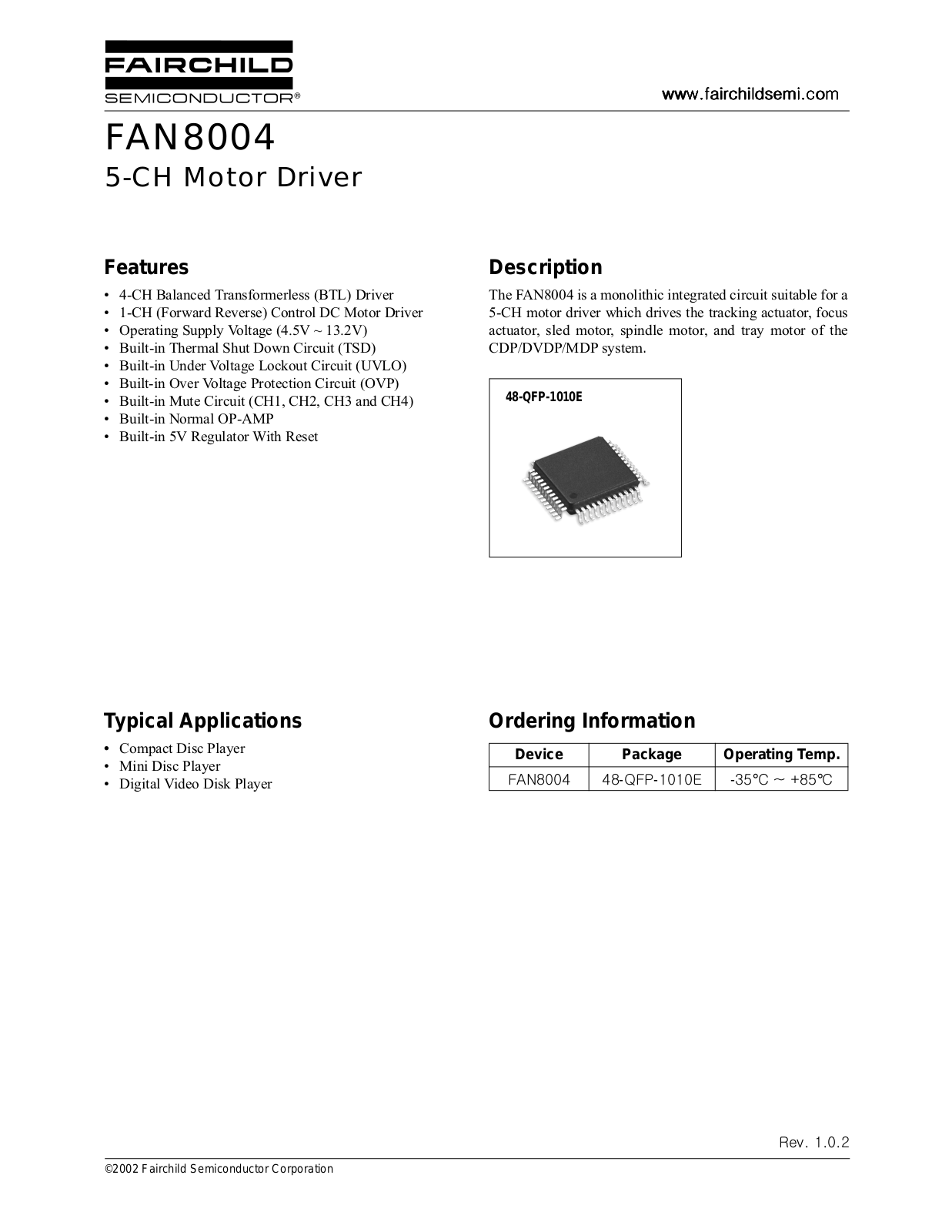 Fairchild Semiconductor FAN8004 Datasheet