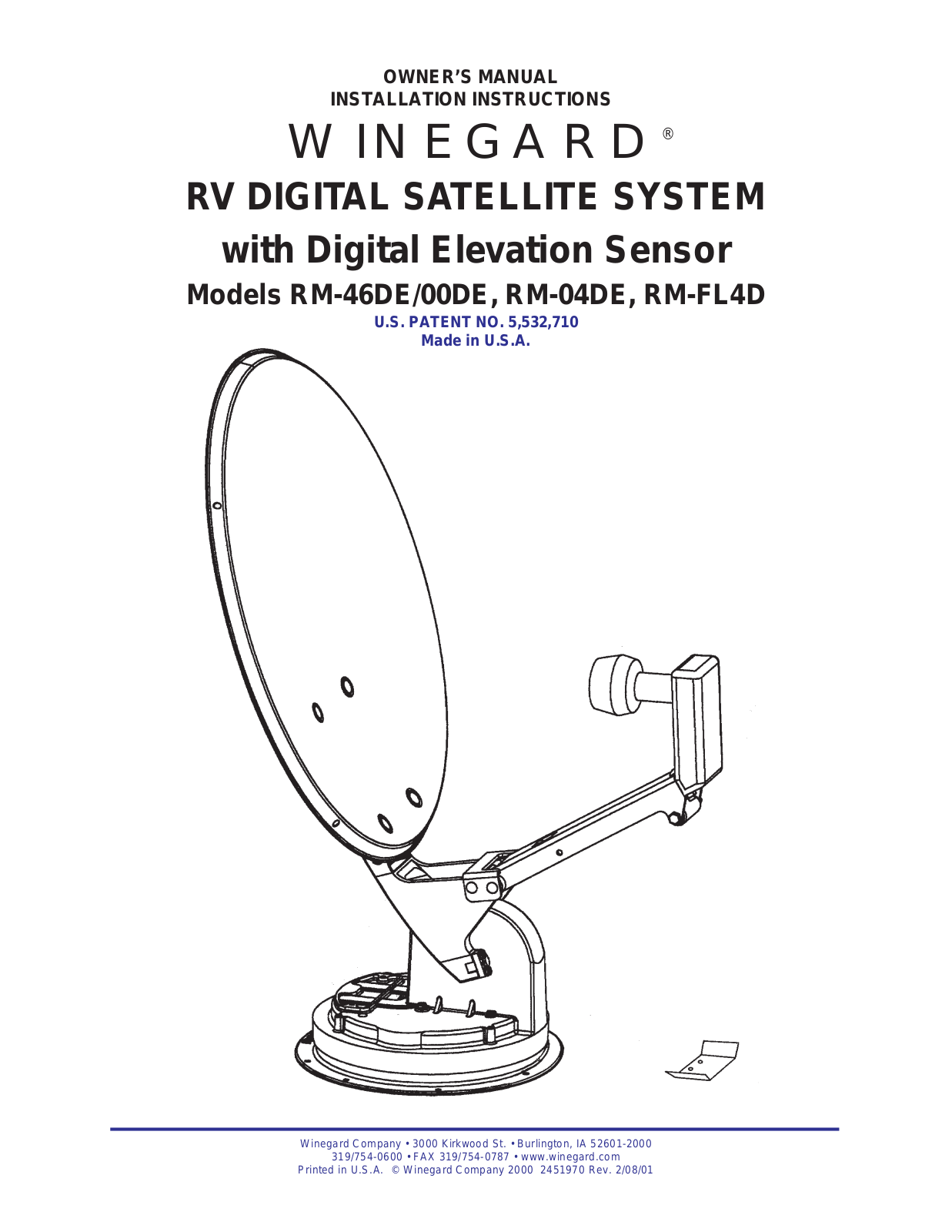 Winegard RM-46DE, 00DE User Manual