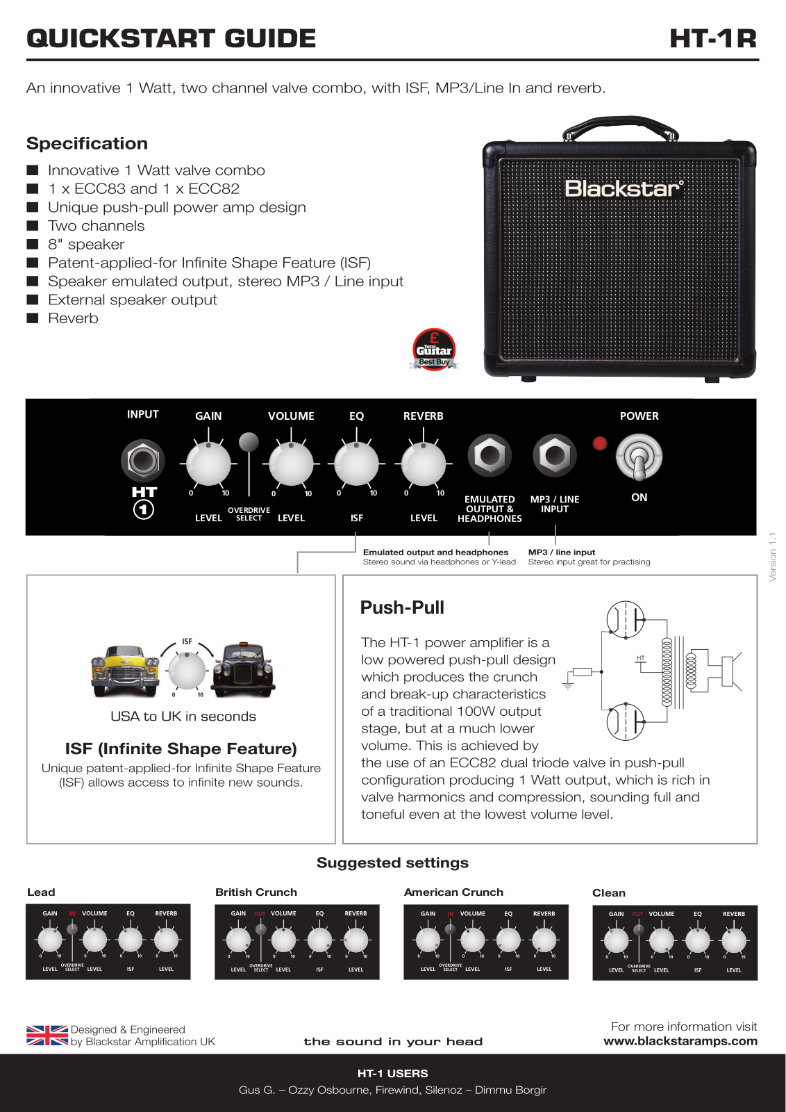 Blackstar HT-1R User Manual