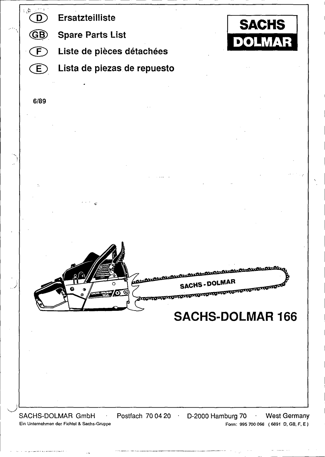 Dolmar 166 Spare Parts List