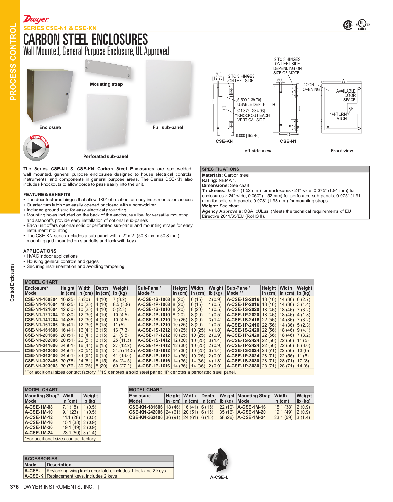 Dwyer Instruments SERIES CSE-N1, SERIES CSE-KN Catalog Page