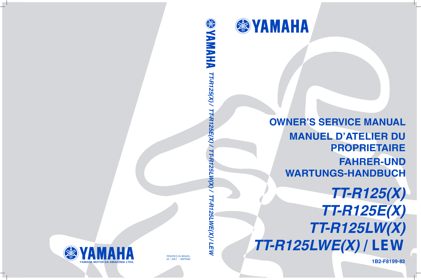 Yamaha TTR125 (X) E(X) LW(X) LWE(X) LEW 2008 Owner's manual