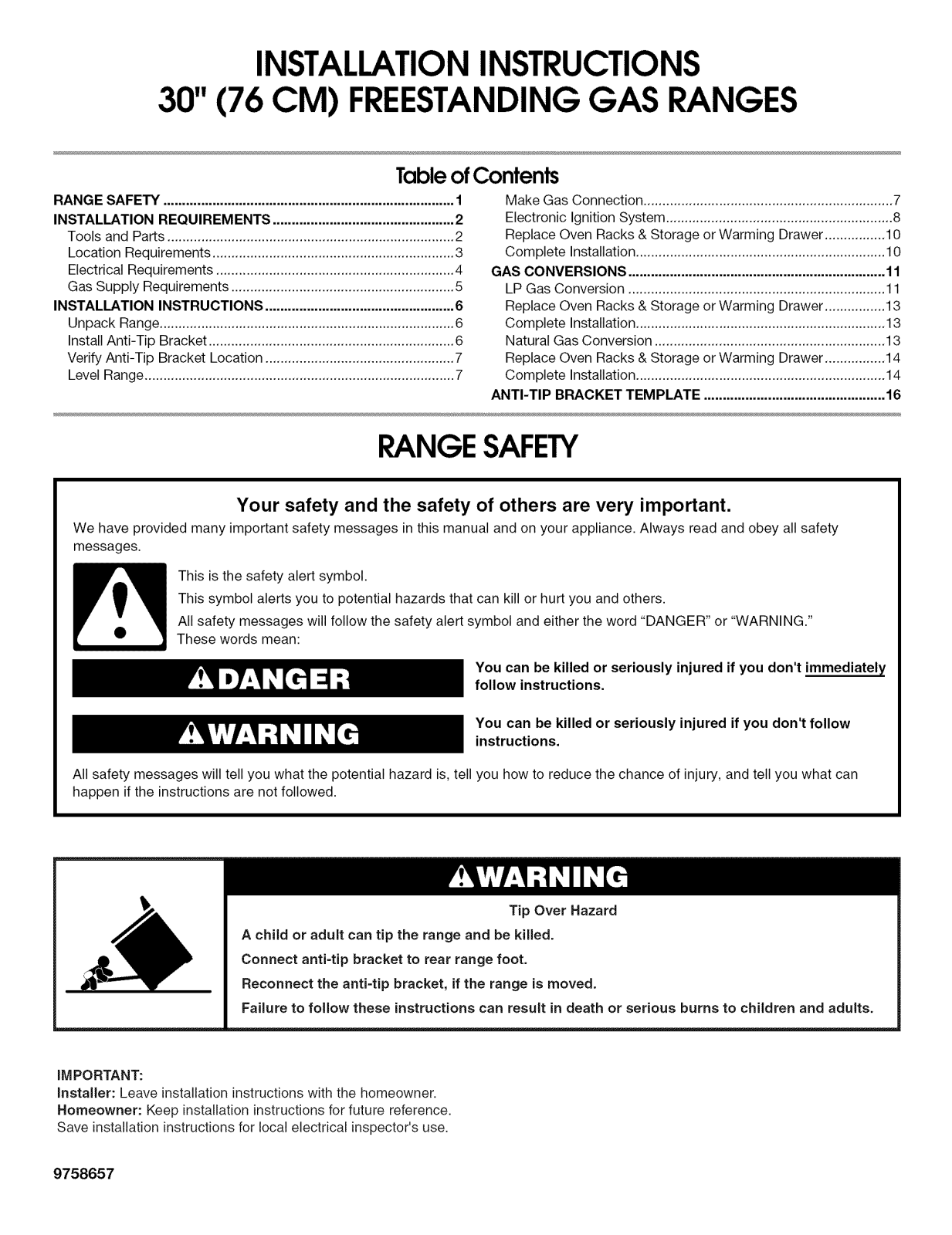 Whirlpool SF368LEPT3, SF368LEPS3, SF368LEPB3 Installation Guide - ManualMachine.com
