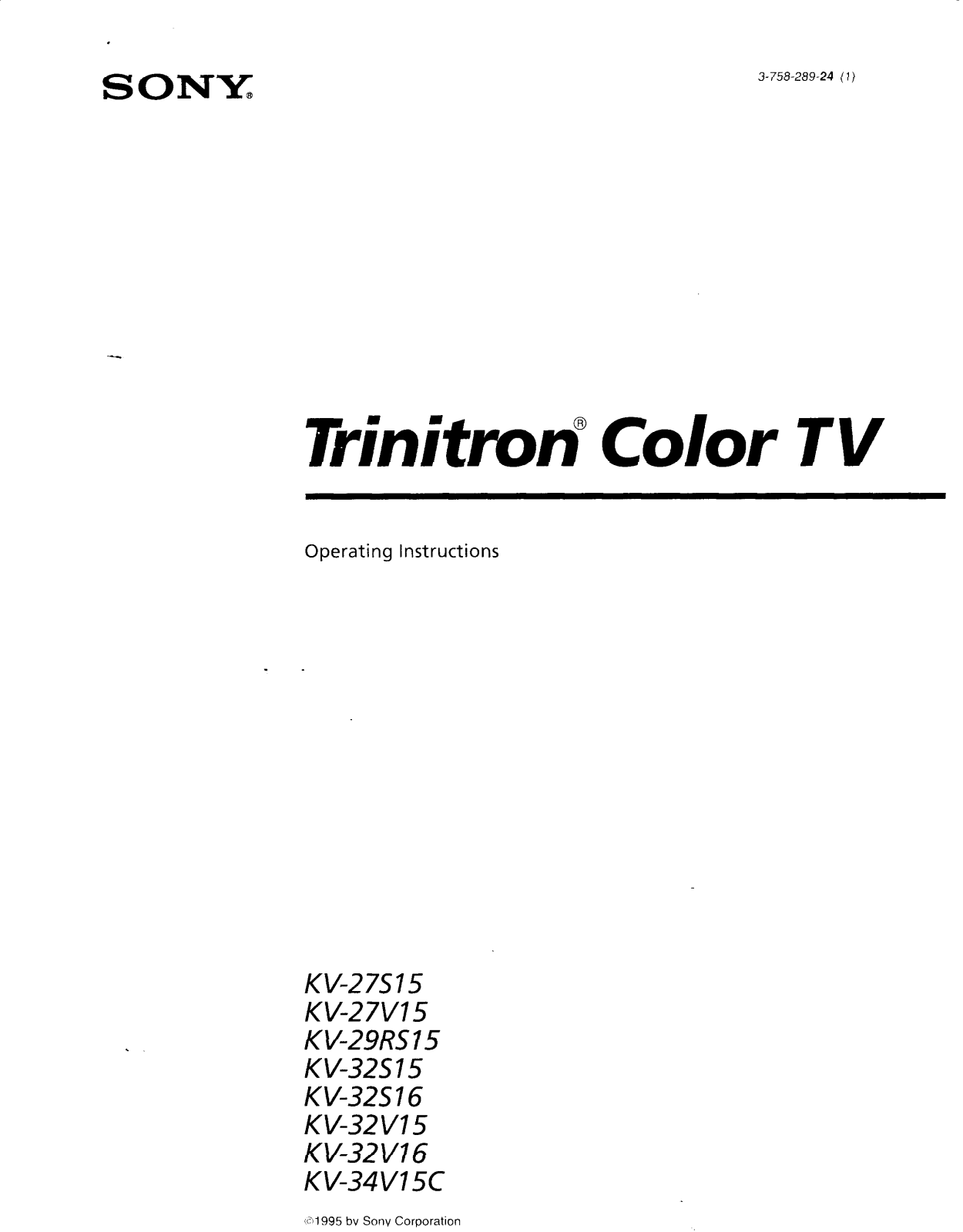 Sony KV-32V15, KV-27V15 Primary User Manual