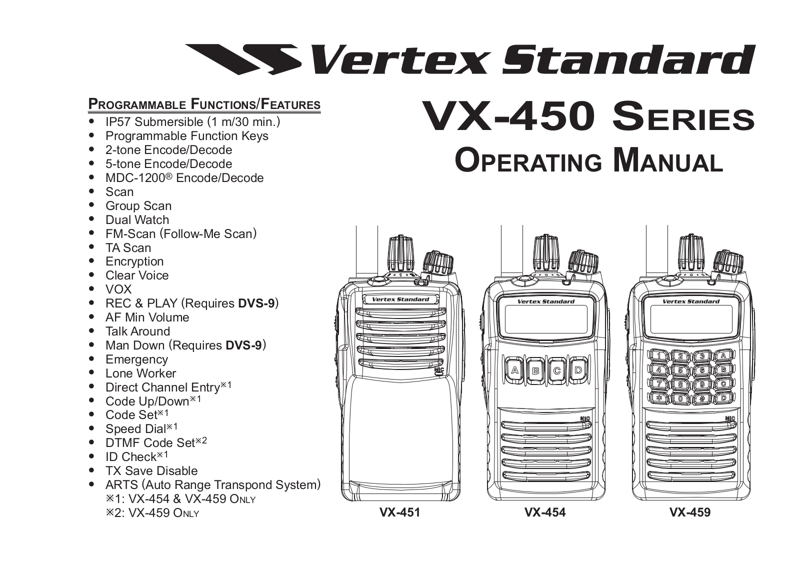 Vertex Standard VX-451, VX-454, VX-459, VX-450 series Operating Manual