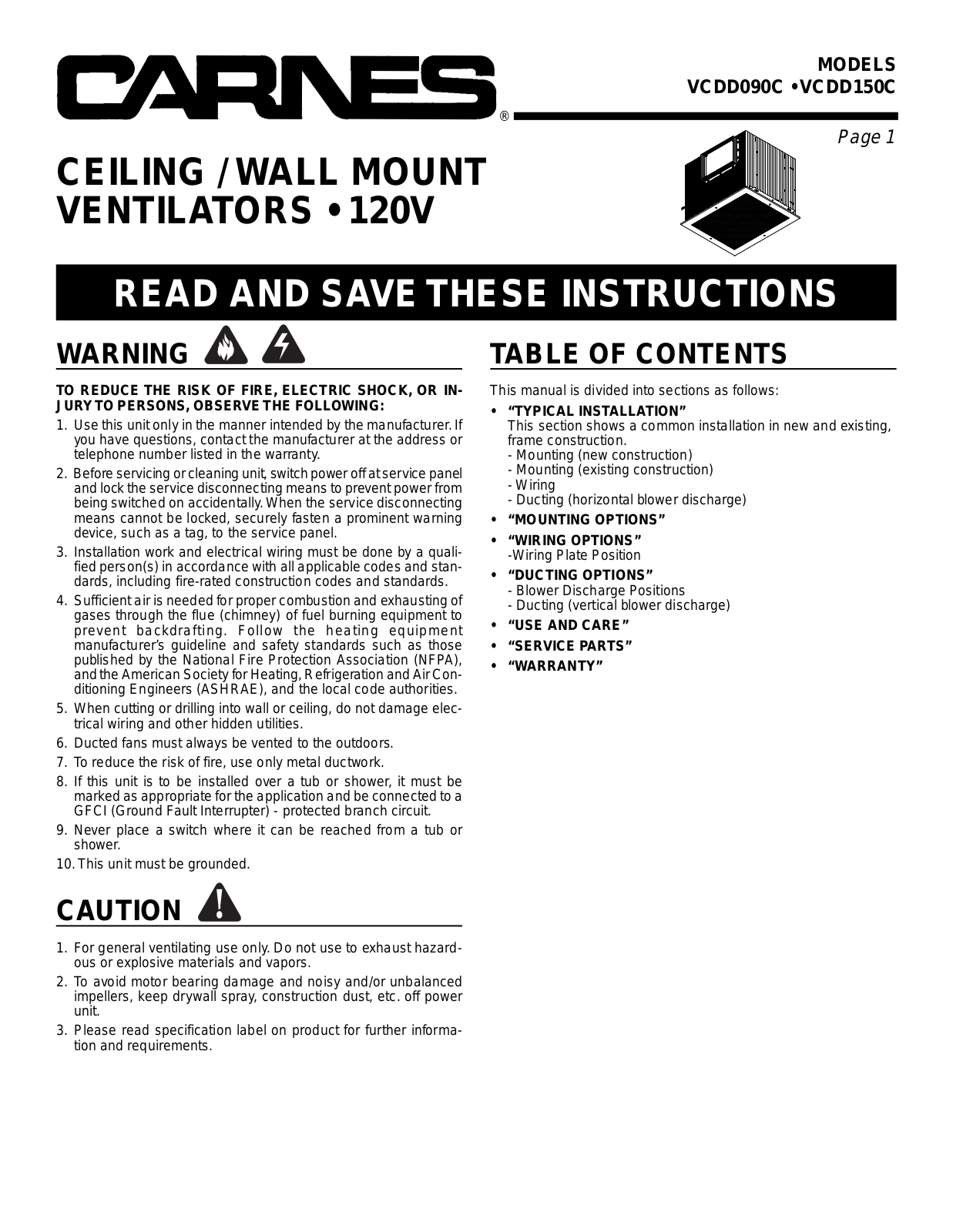 Carnes VCDD150C Installation  Manual