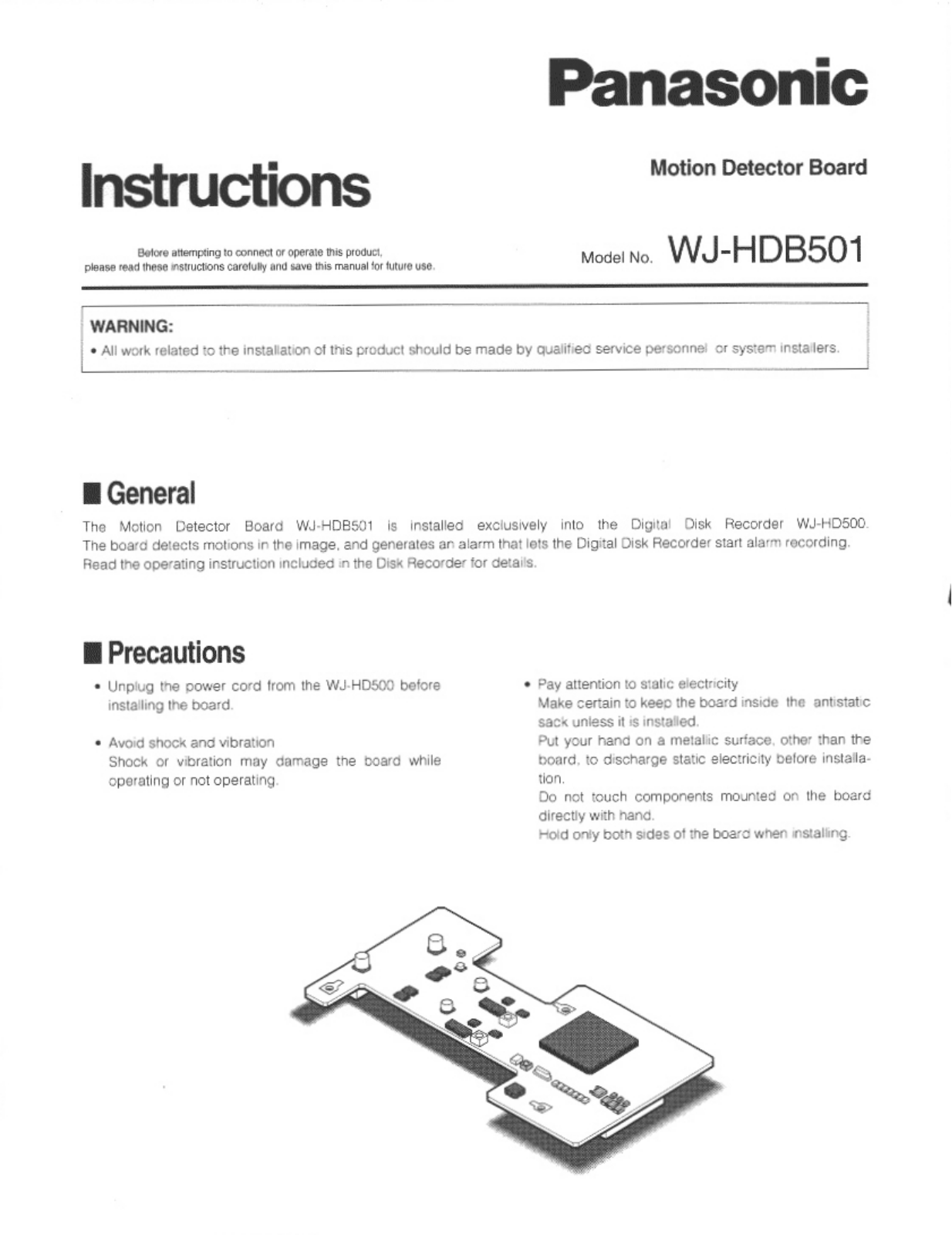 Panasonic WJ-HDB501 User Manual