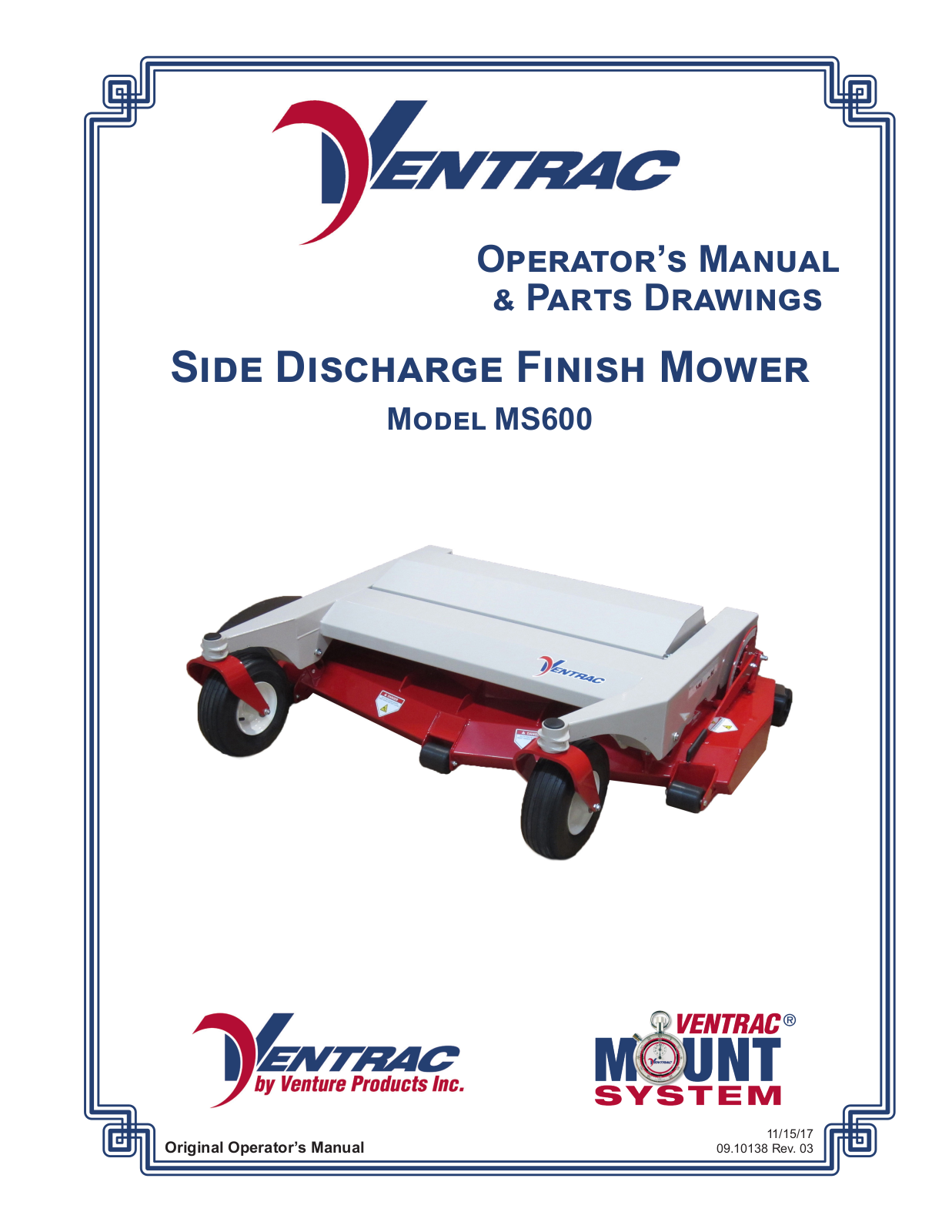 Ventrac MS600 Operator's Manual & Parts Drawings