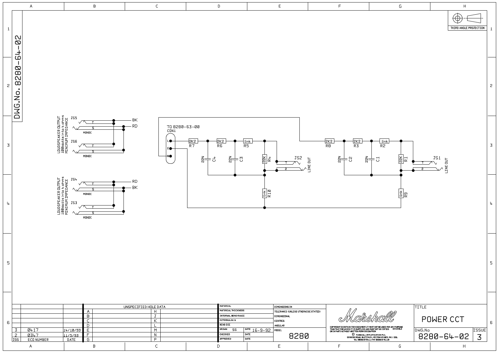 Marshall 8280-Power-Valvestate Schematic