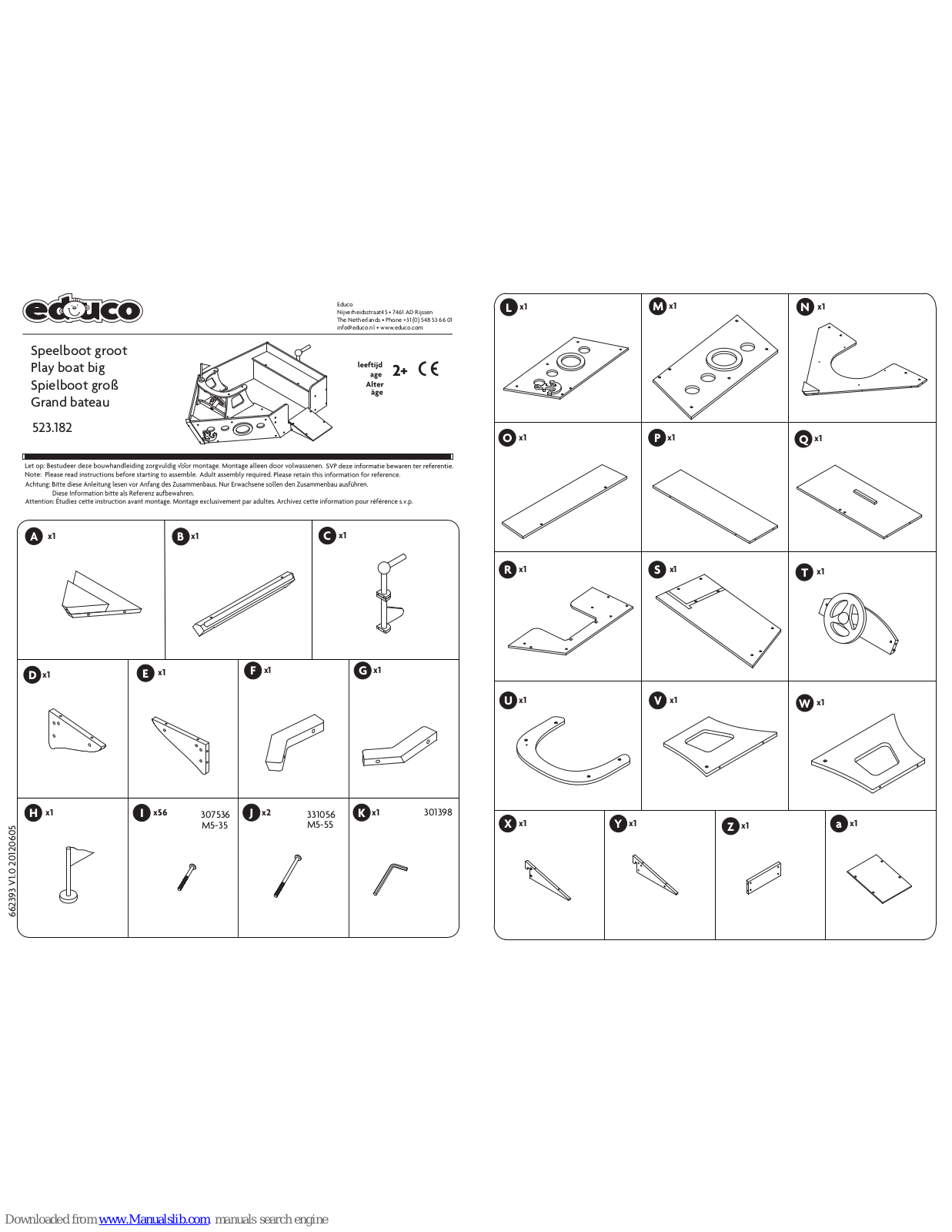 educo Play boat large, 523.182 Assembly Instructions Manual