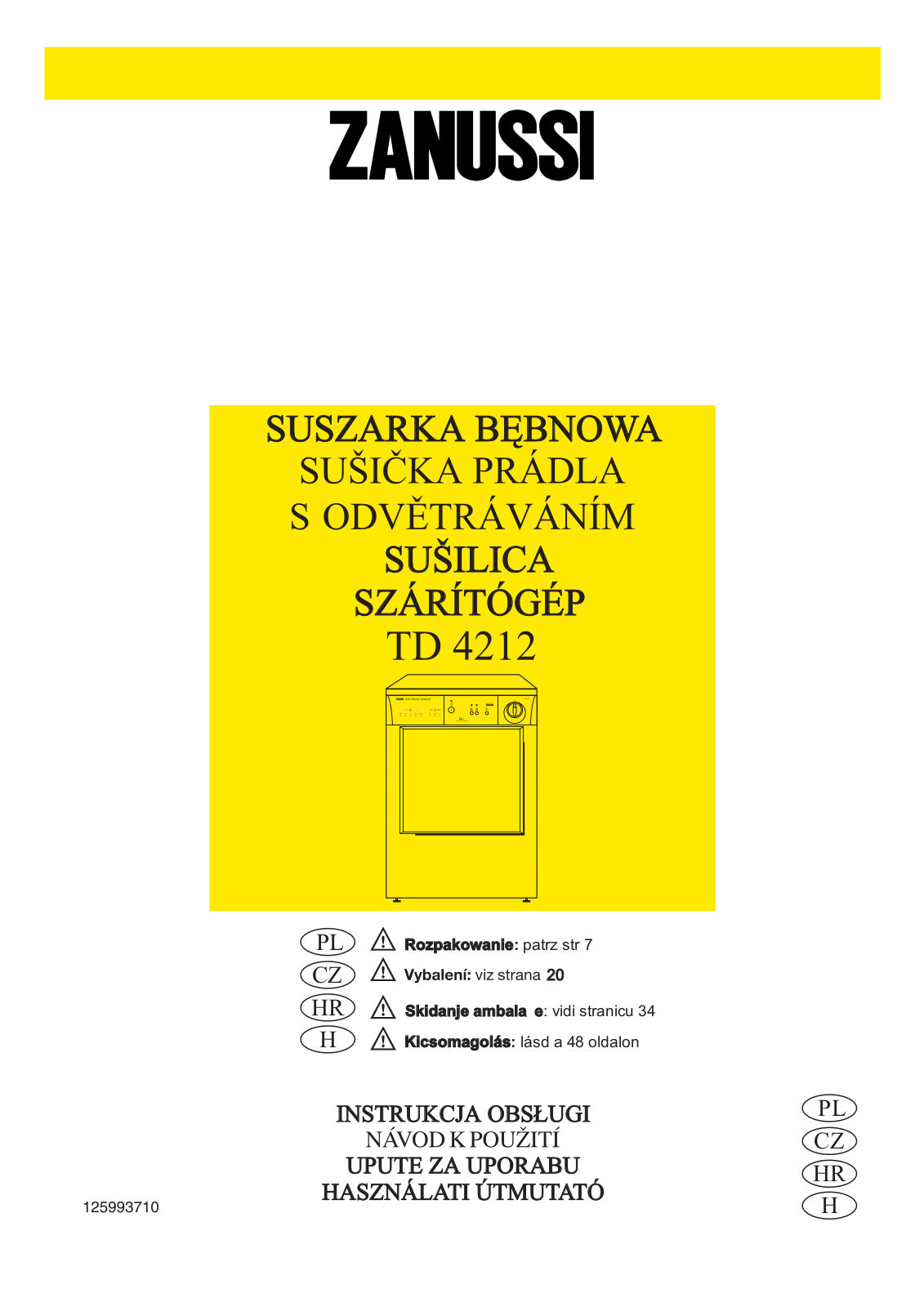 Zanussi TD4212 User Manual