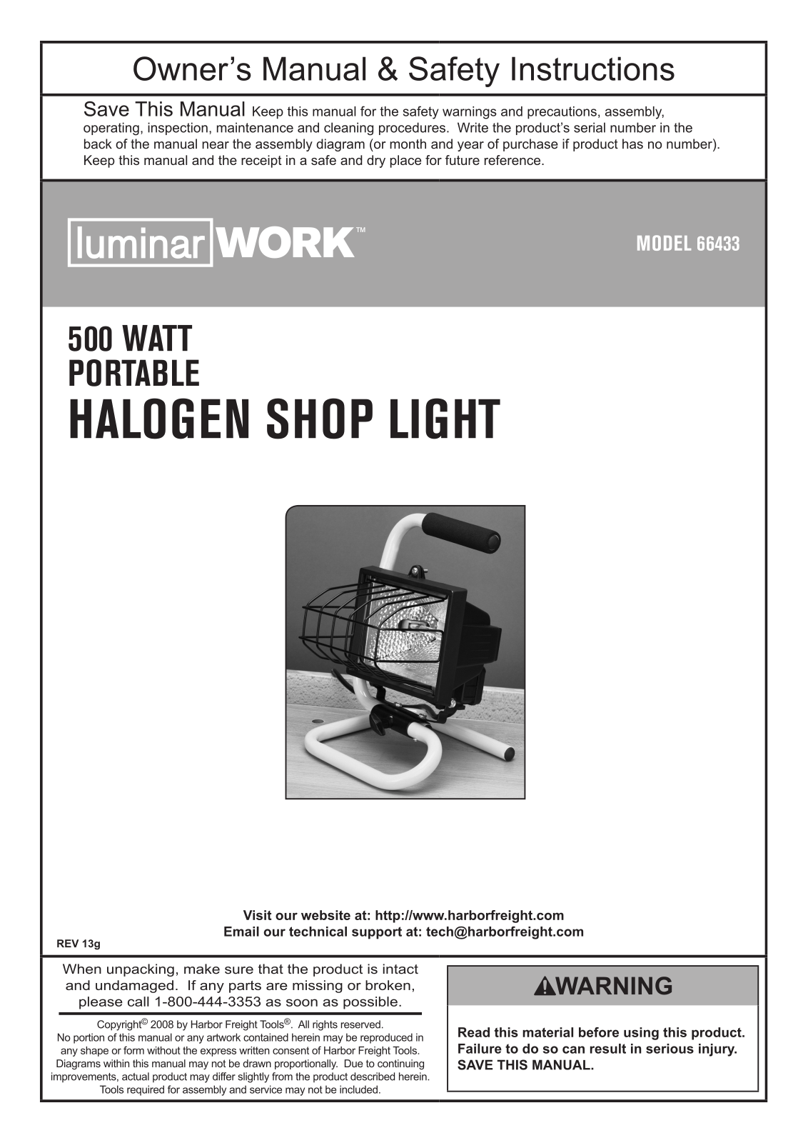 Harbor Freight Tools 66433 Owner's Manual