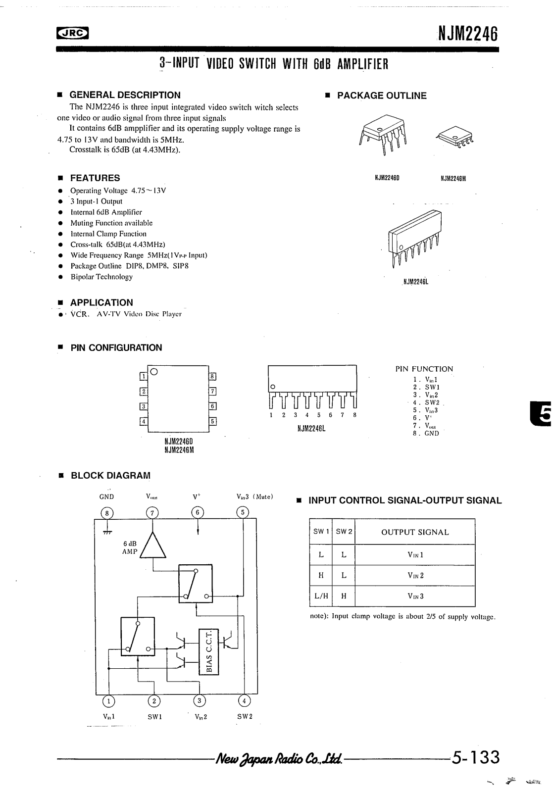 JRC NJM2246L, NJM2246M, NJM2246D Datasheet