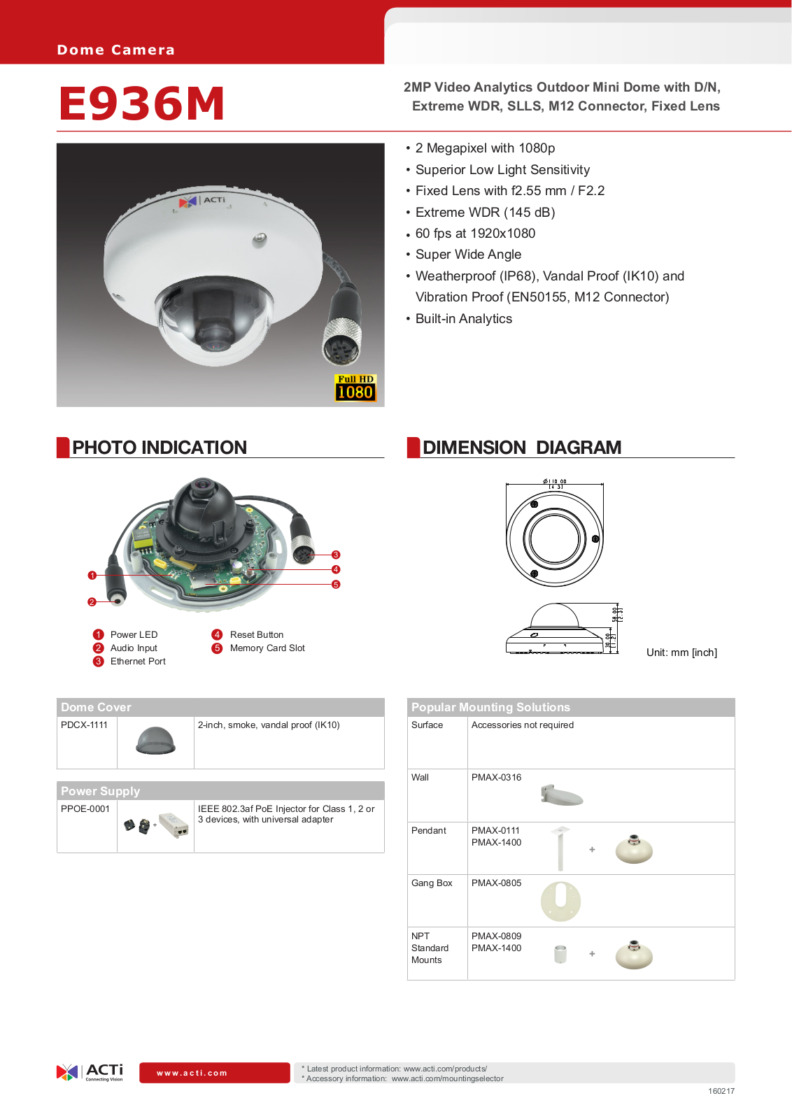 ACTi E936M Specsheet