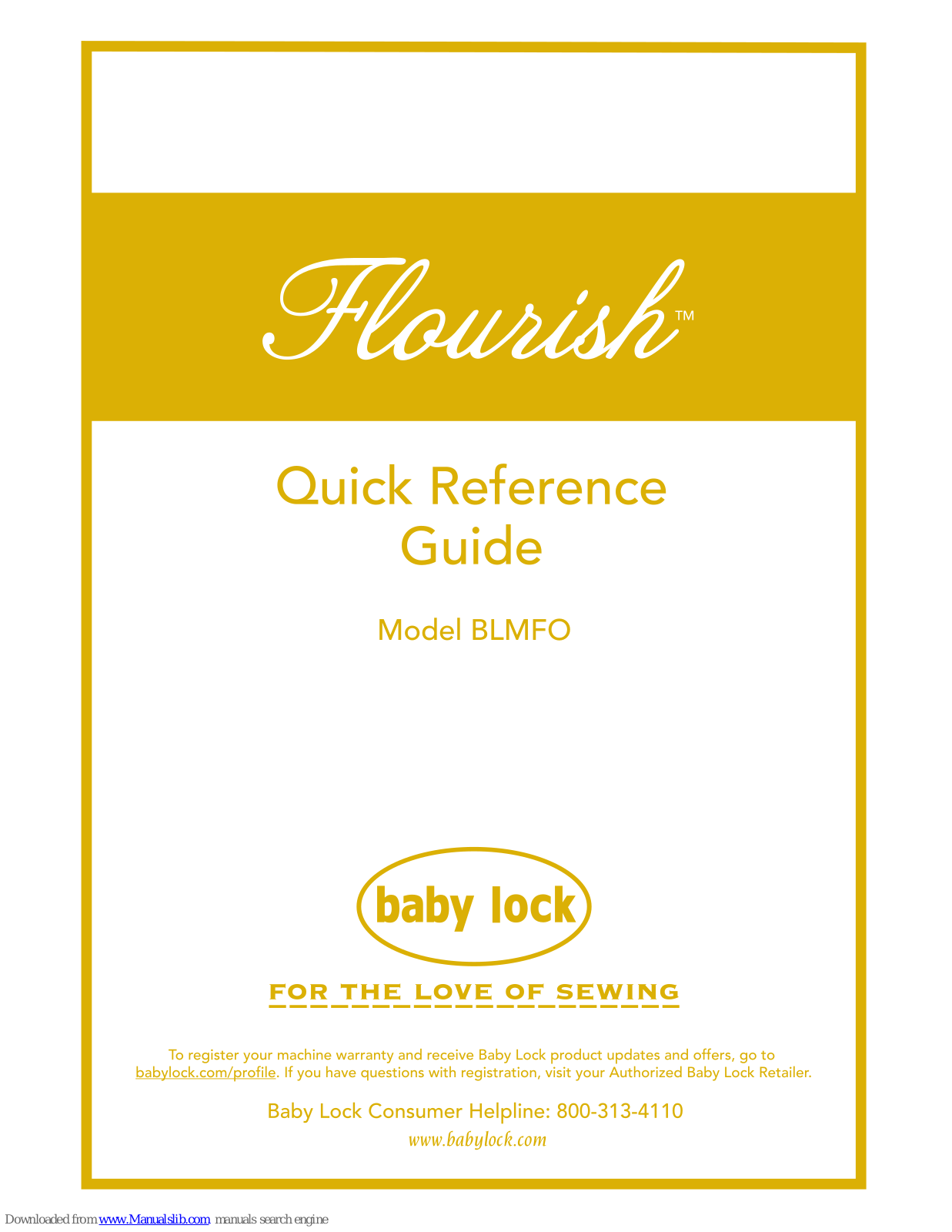 Baby Lock Flourish, BLMFO Quick Reference Manual - ManualMachine.com
