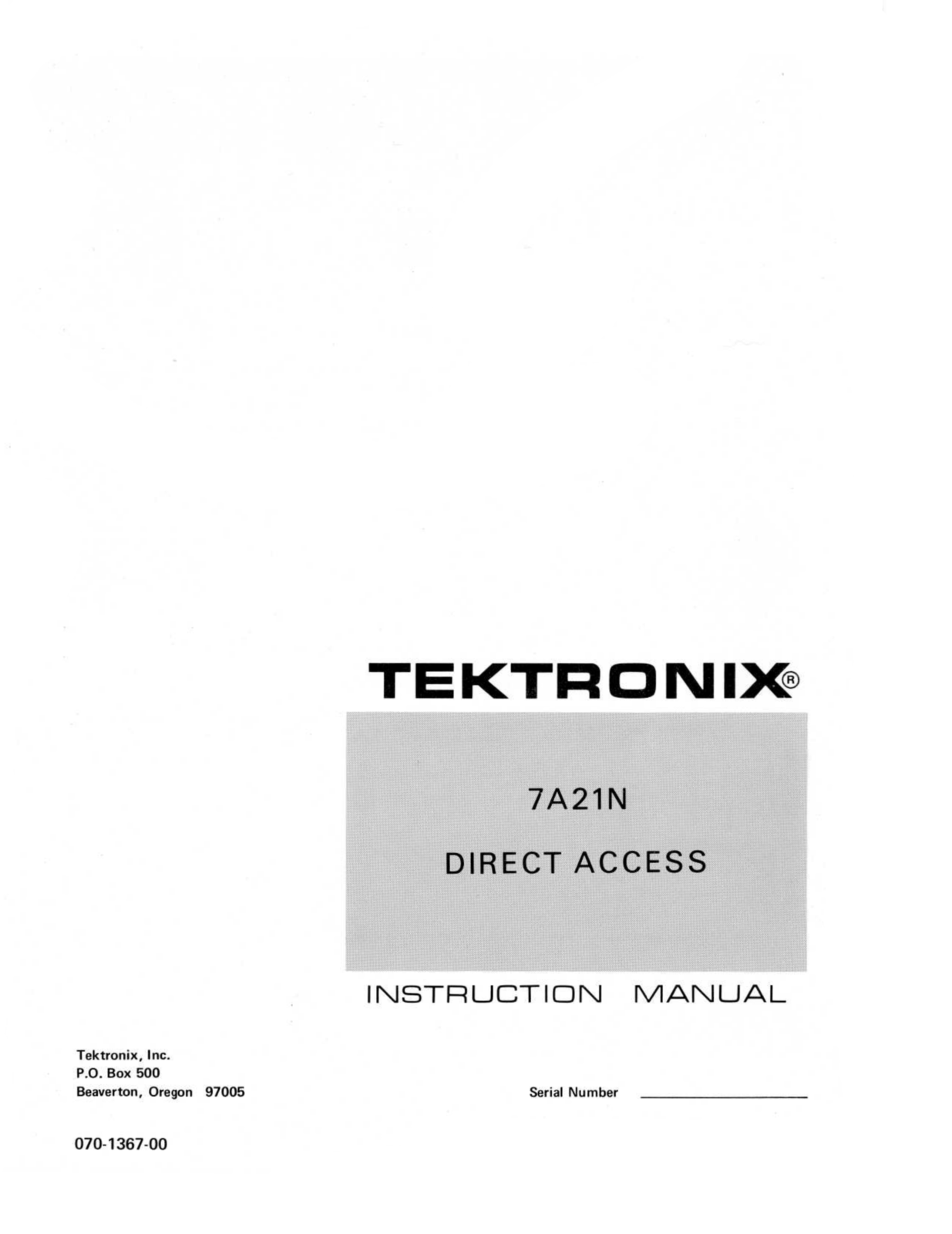 Tektronix 7A21N Service Manual