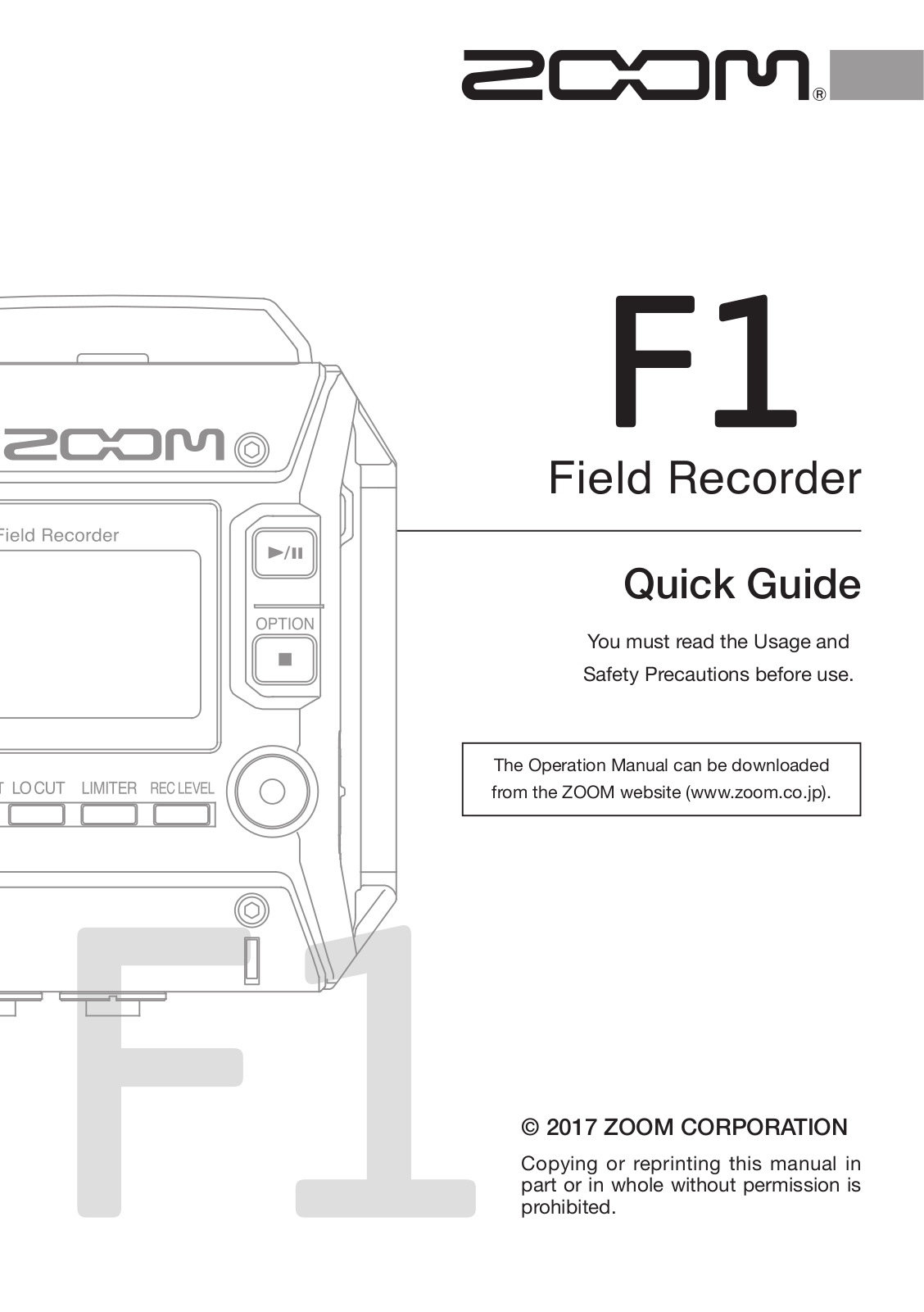 Zoom F1 User Manual