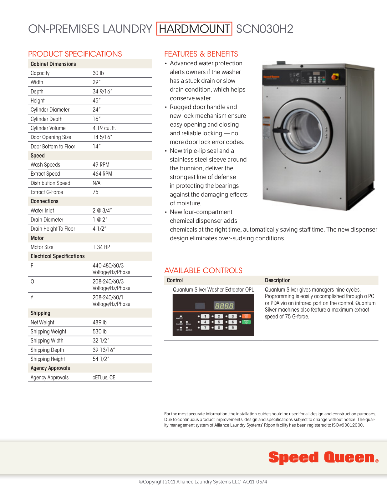 Speed Queen SCN030H2 User Manual