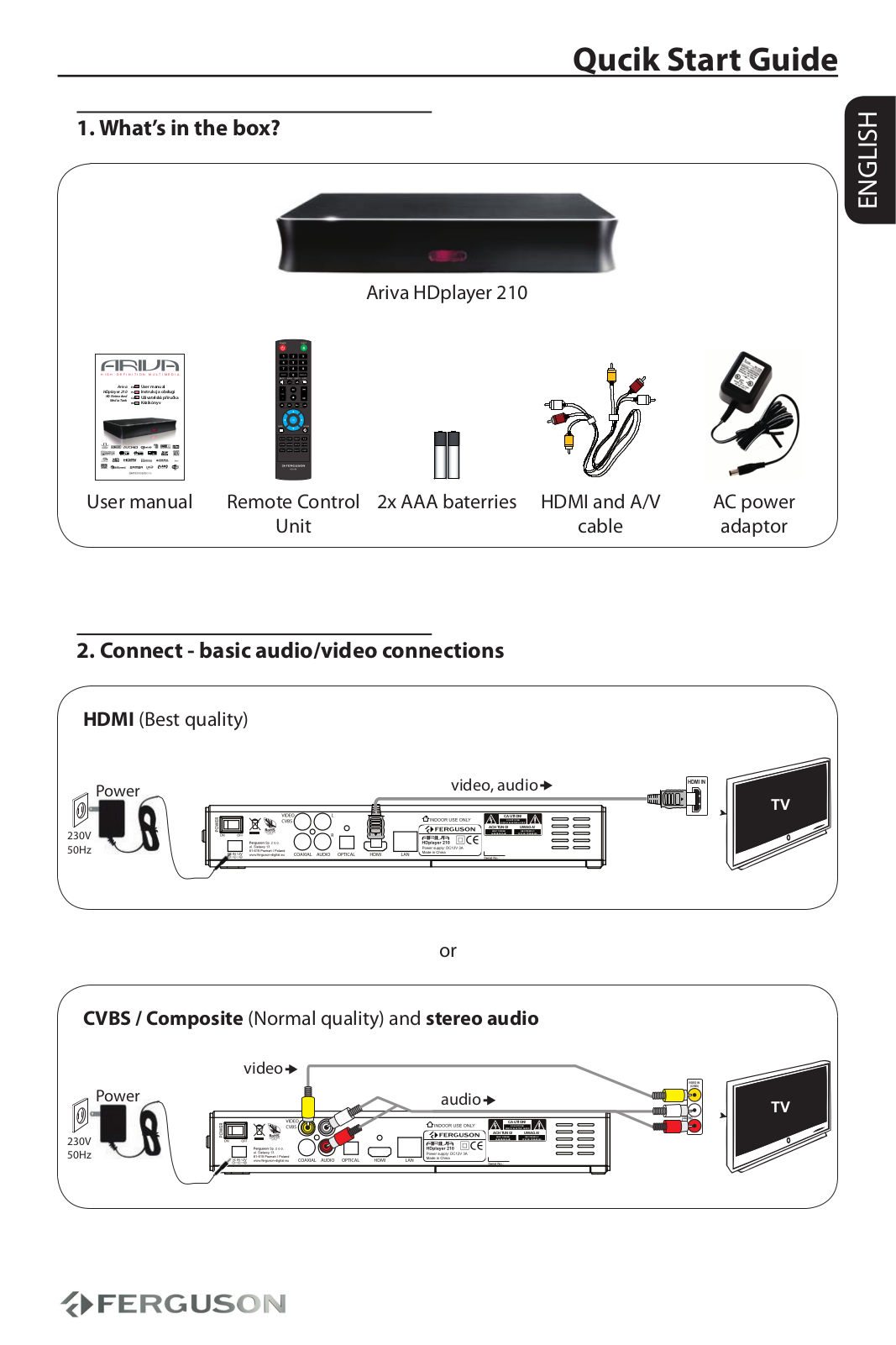 Ferguson Ariva HDplayer 210 User Manual