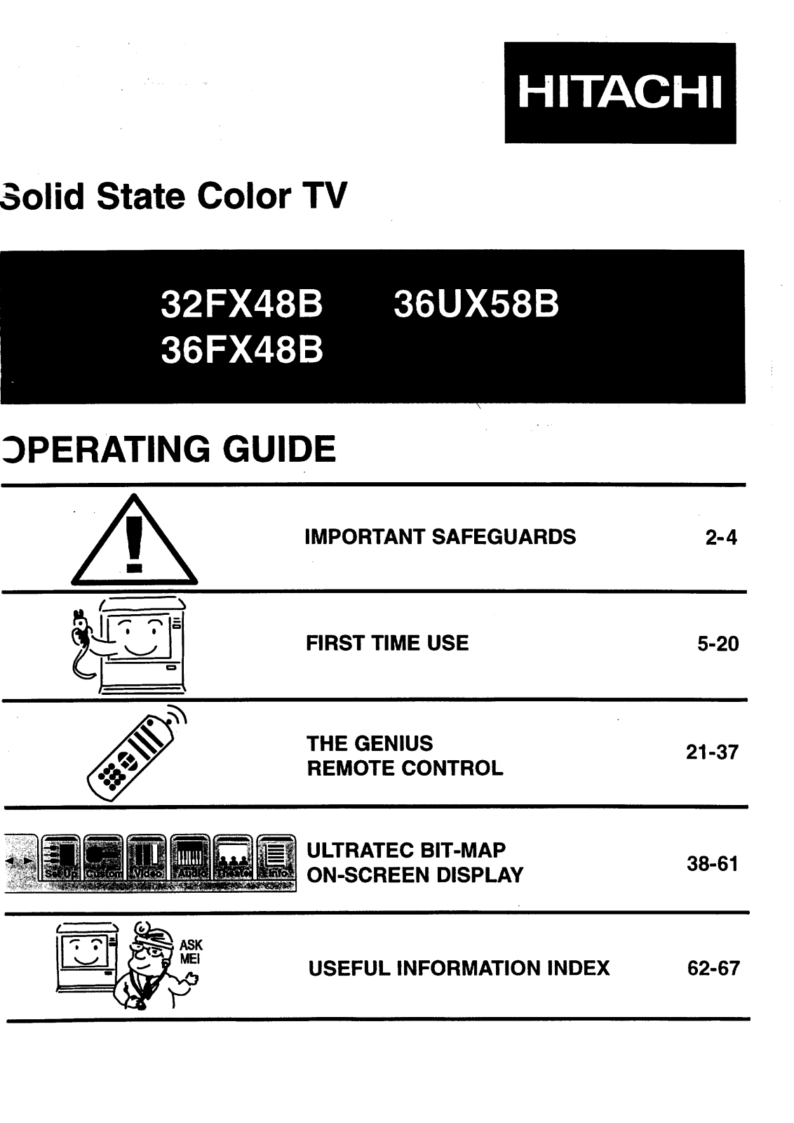 Hitachi 32FX48B, 36FX48B, 36UX58B Operating Instruction - ManualMachine.com