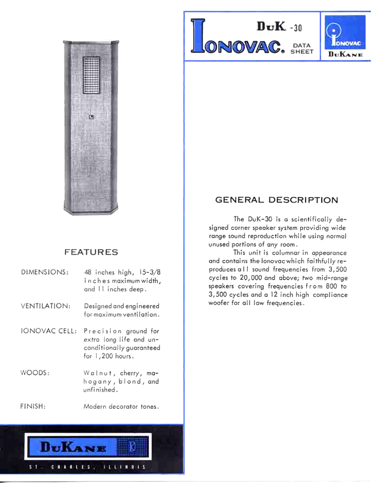 Dukane Ionovac DuK-30 Brochure