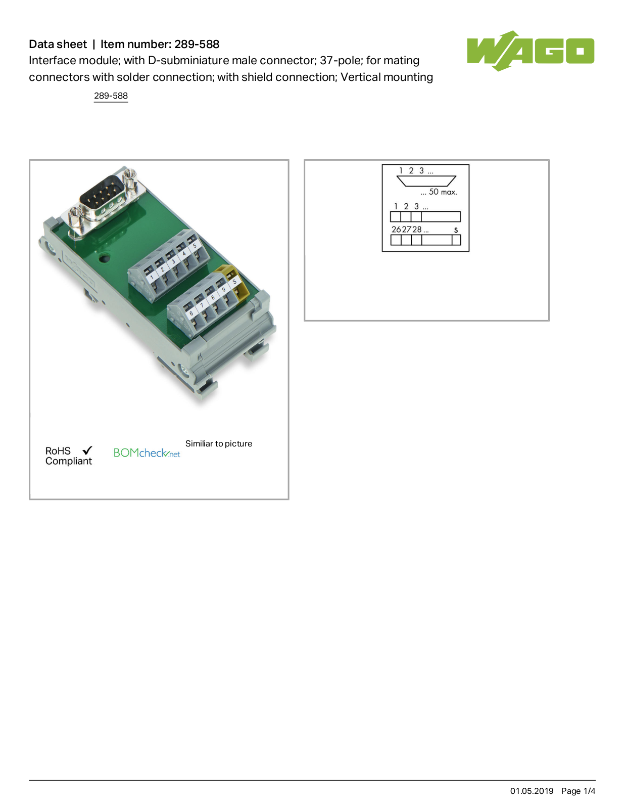 Wago 289-588 Data Sheet