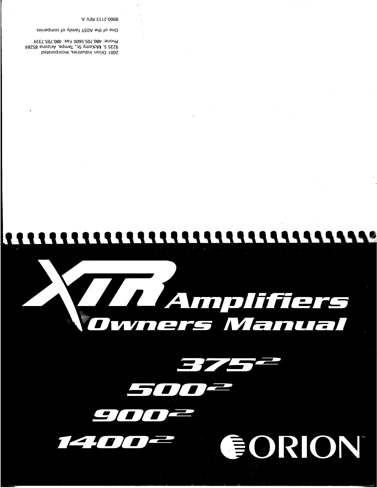 Orion 3752, 5002, 14002, 9002 User Manual