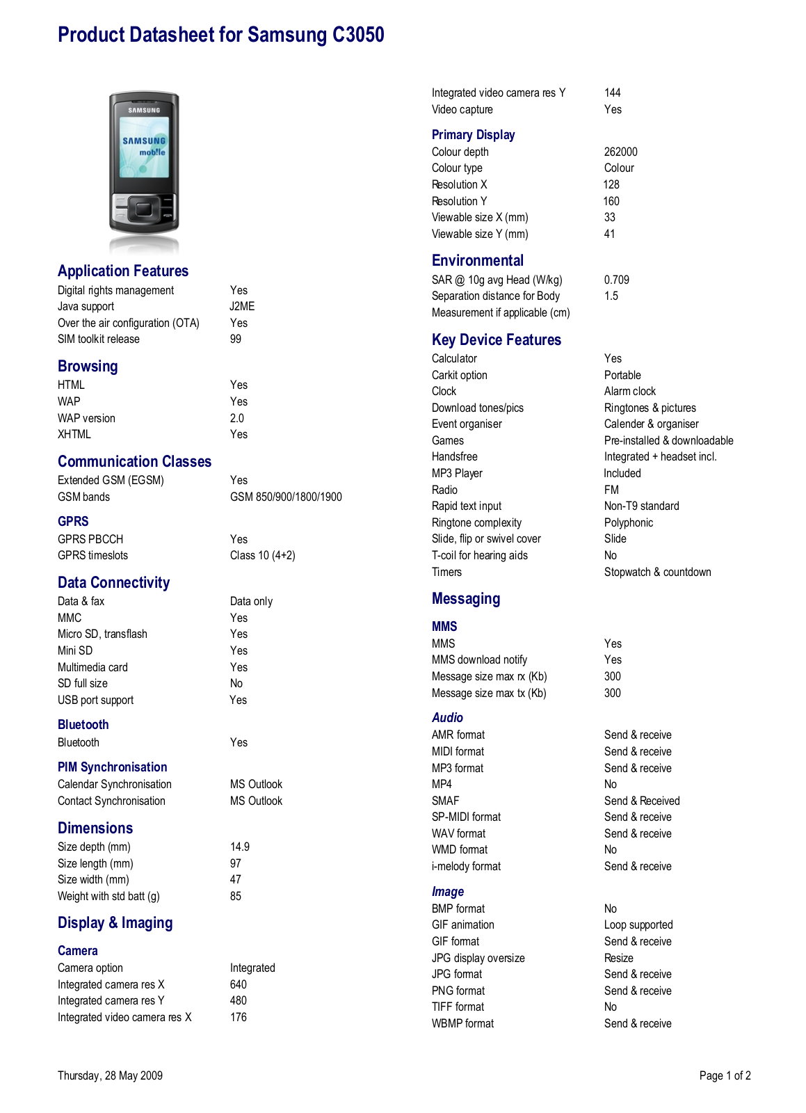 Samsung GT-C3050 User Manual