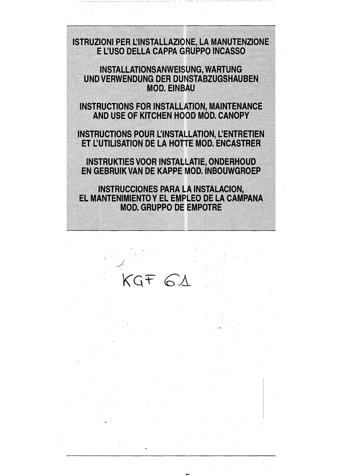 Candy KGF 61 User Manual