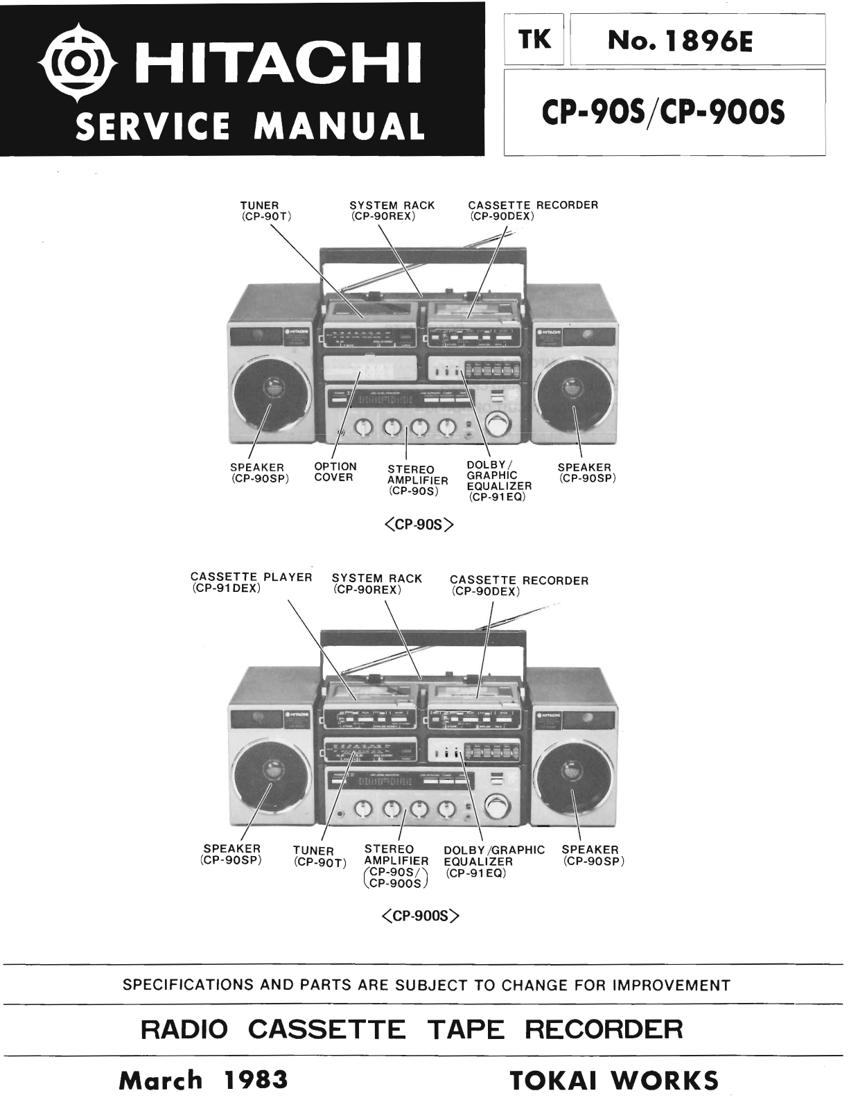 Hitachi CP-900-S, CP-90-S Service Manual