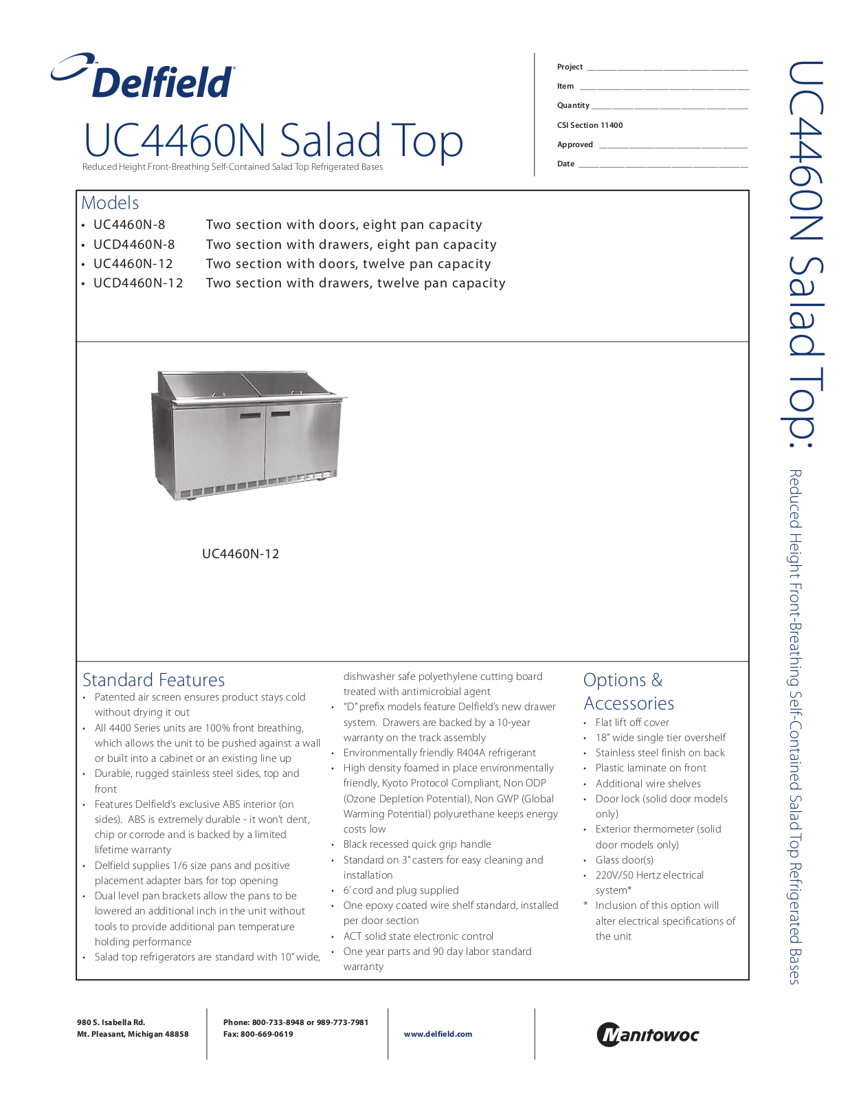 Delfield UC4460N-12 User Manual