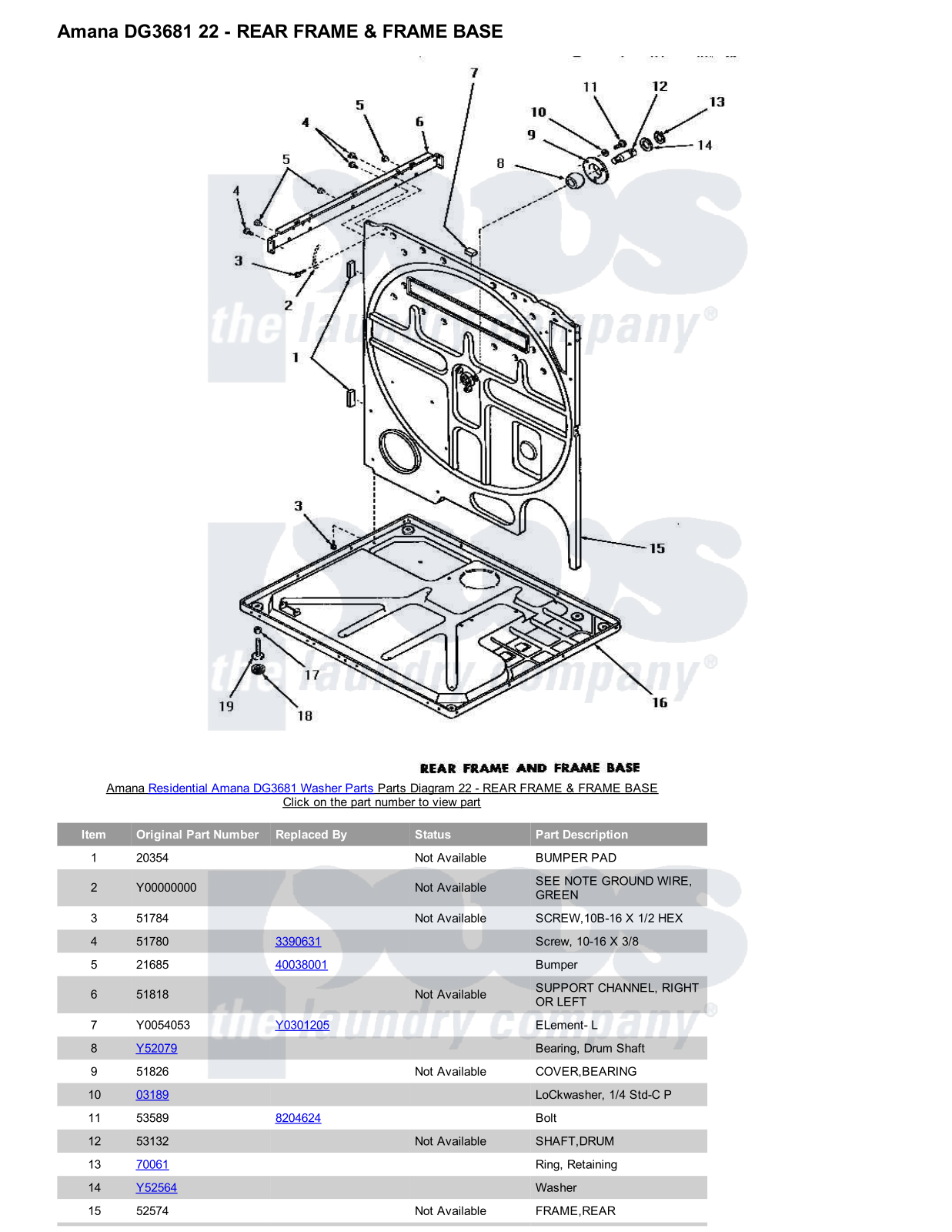 Amana DG3681 Parts Diagram