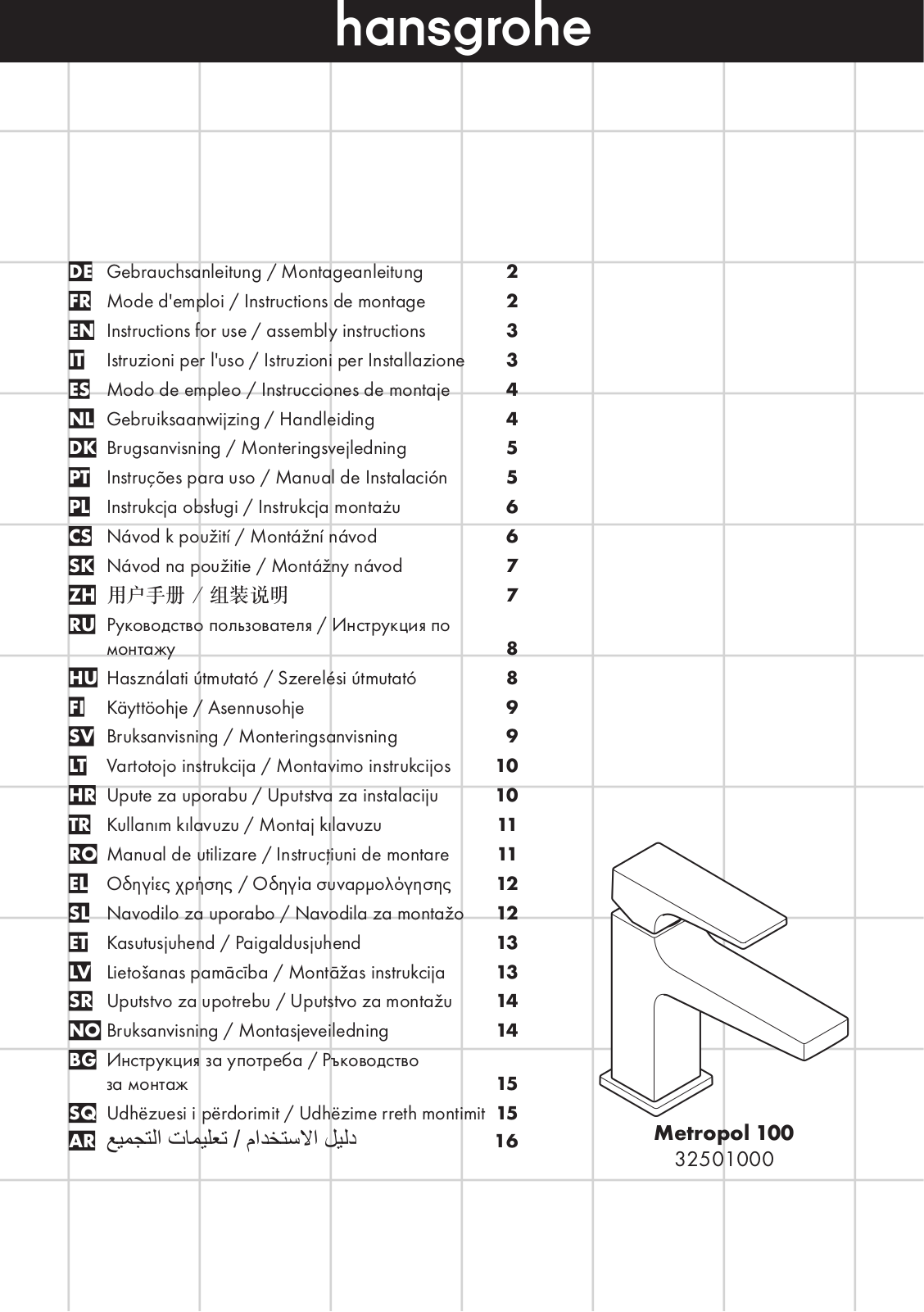 grohe 32501000 Service Manual