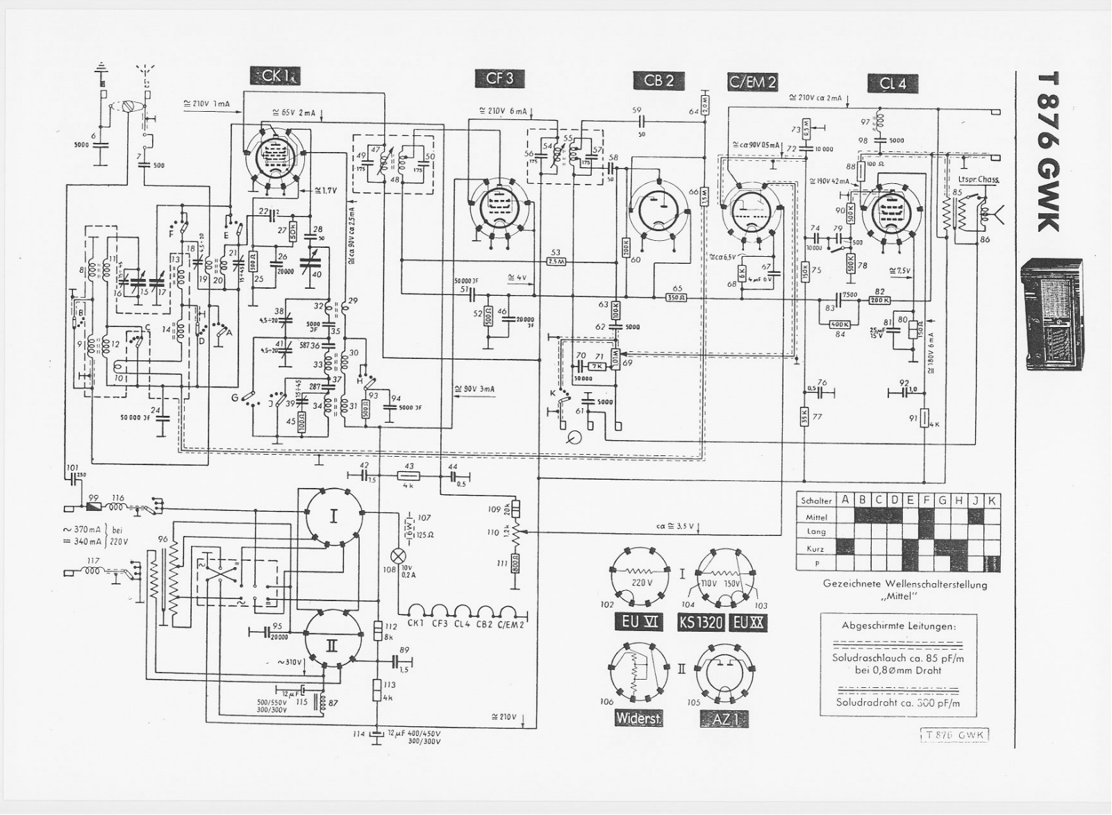 Telefunken 876-GWK Schematic