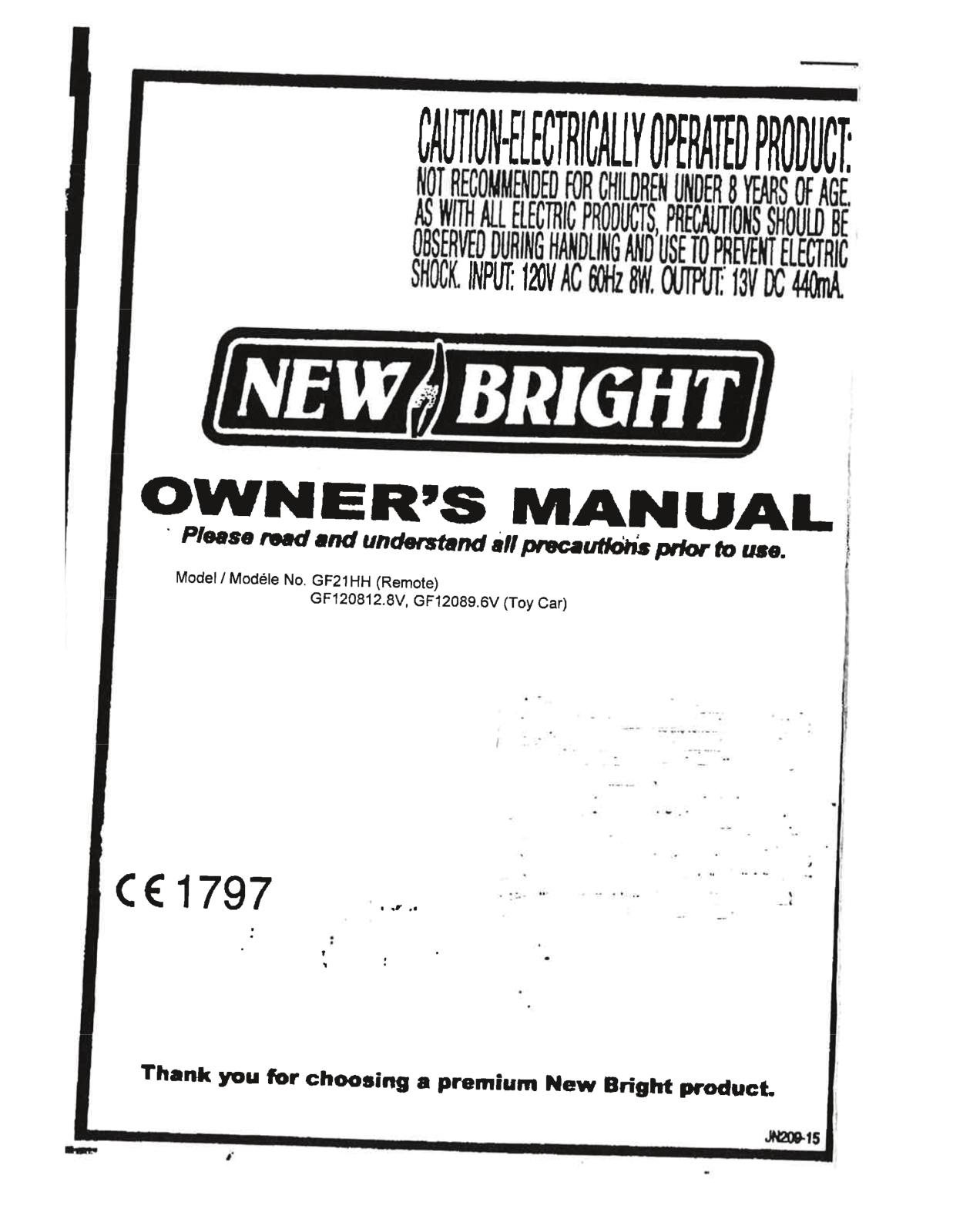 New Bright Co GF1208 User Manual