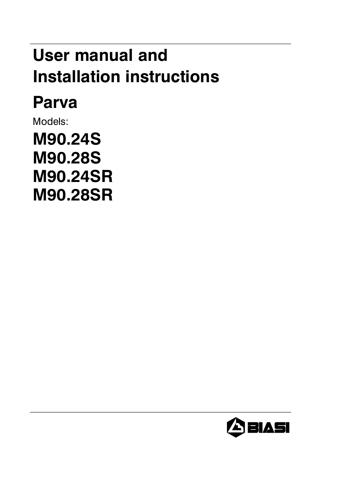 Biasi M90.28SR, M90.24SR, M90.24S, M90.28S User Manual