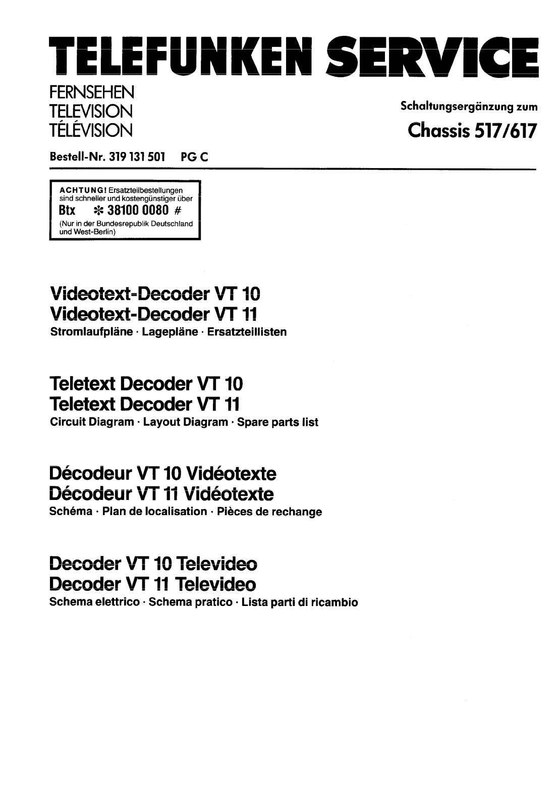 Telefunken 617, 517 Service Manual