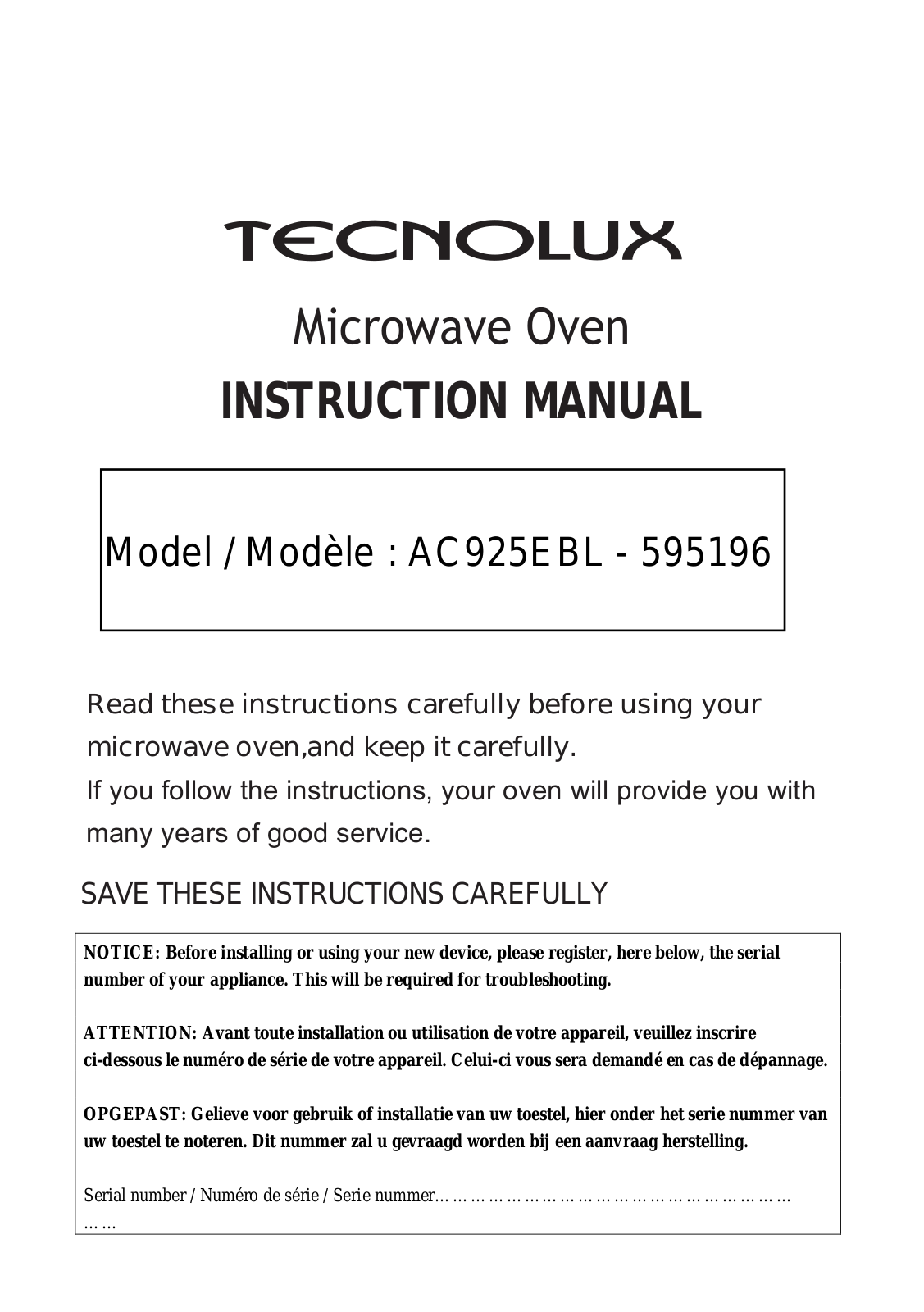 Tecnolux AC925EBL User Manual