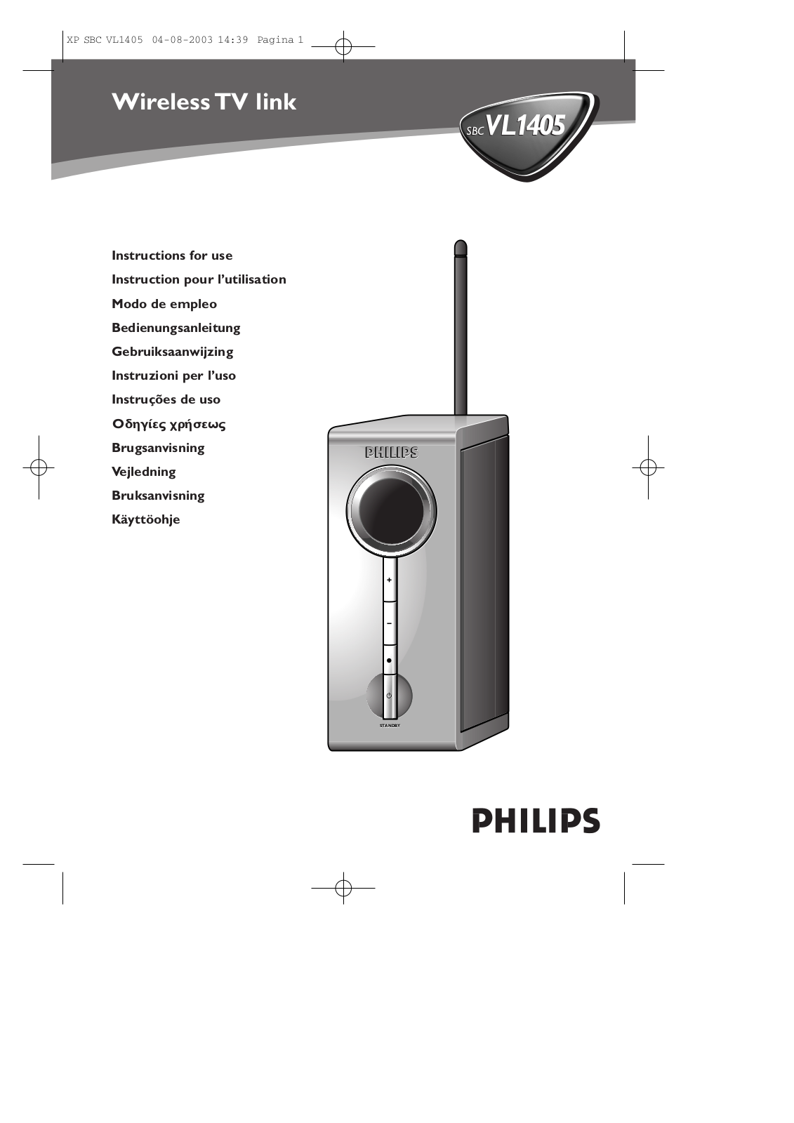 PHILIPS SBCVL1405 User Manual