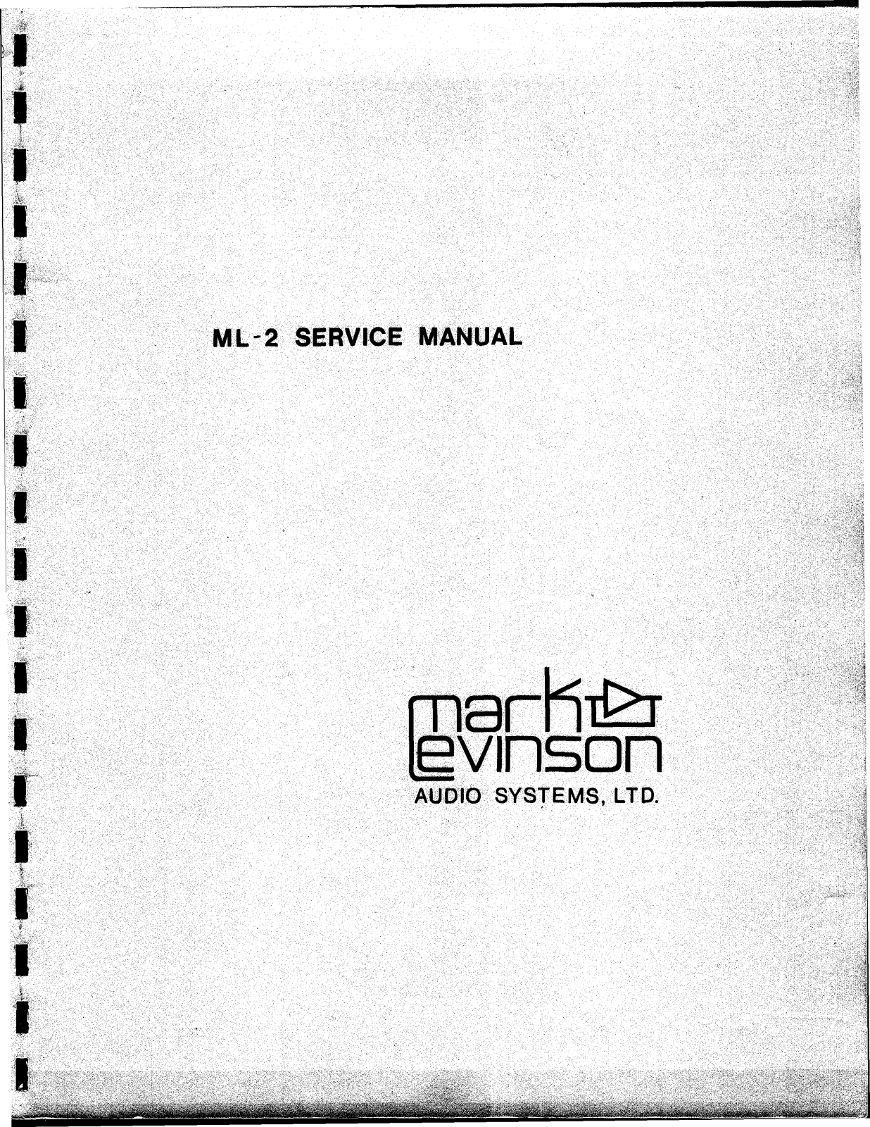 Mark Levinson ML-2 Service manual