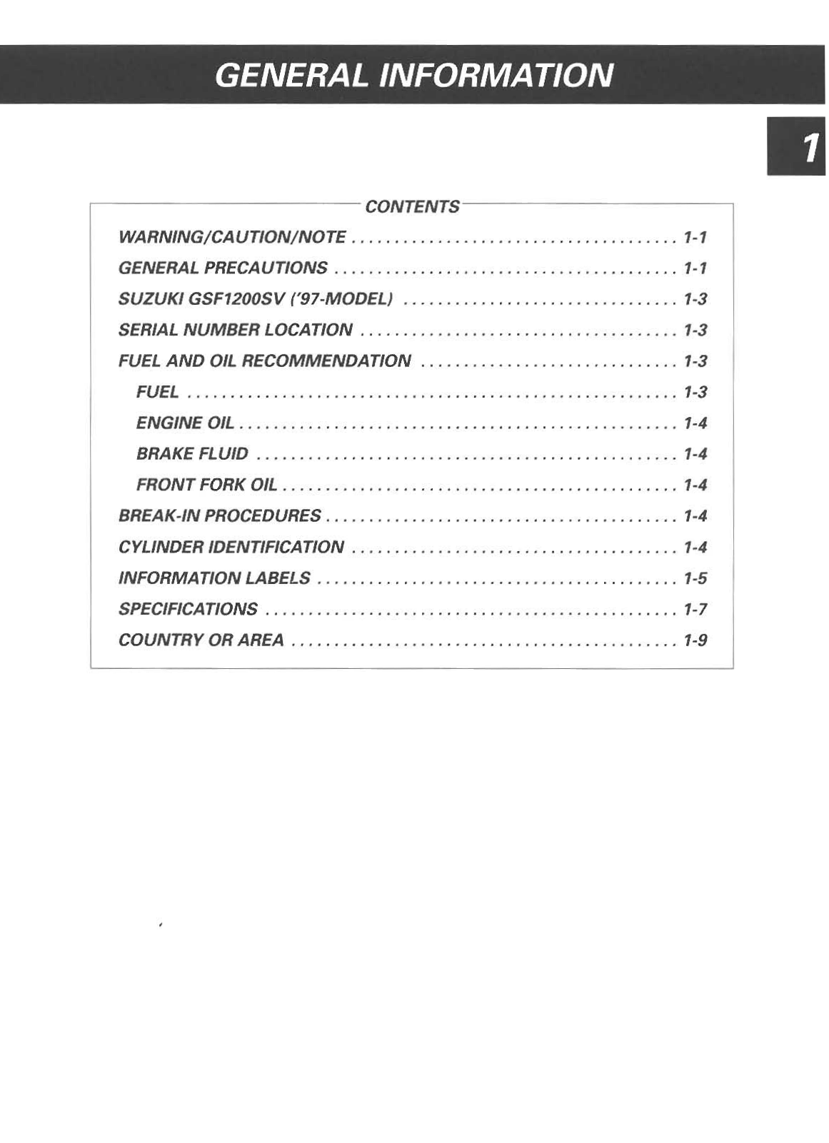 Suzuki GSF1200 1996 1997 Service Manual 2 GENERAL INFORMATION