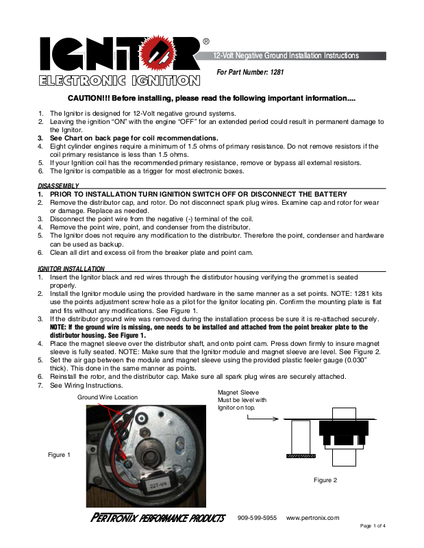 PerTronix 1281 User Manual